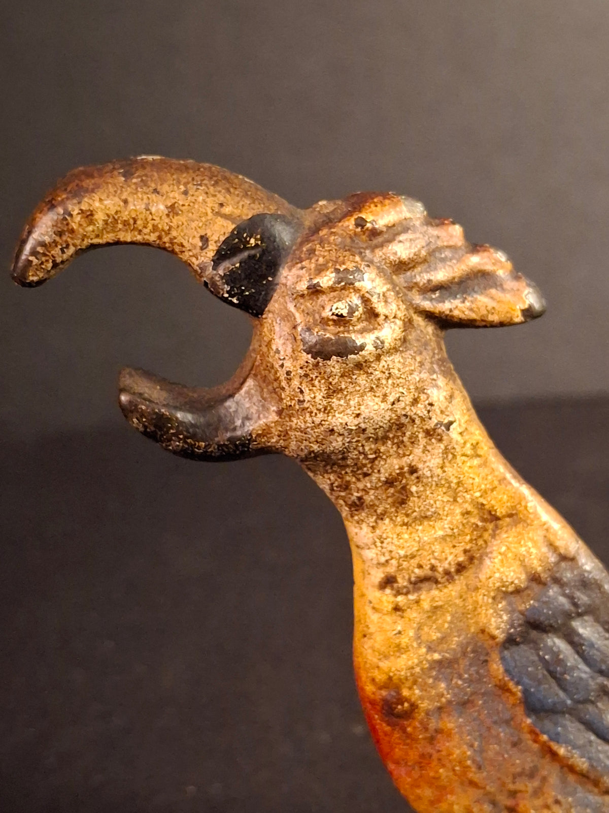 Vintage Cast Iron Parrot Bottle Opener Original Paint John Wright Wilton 1940s