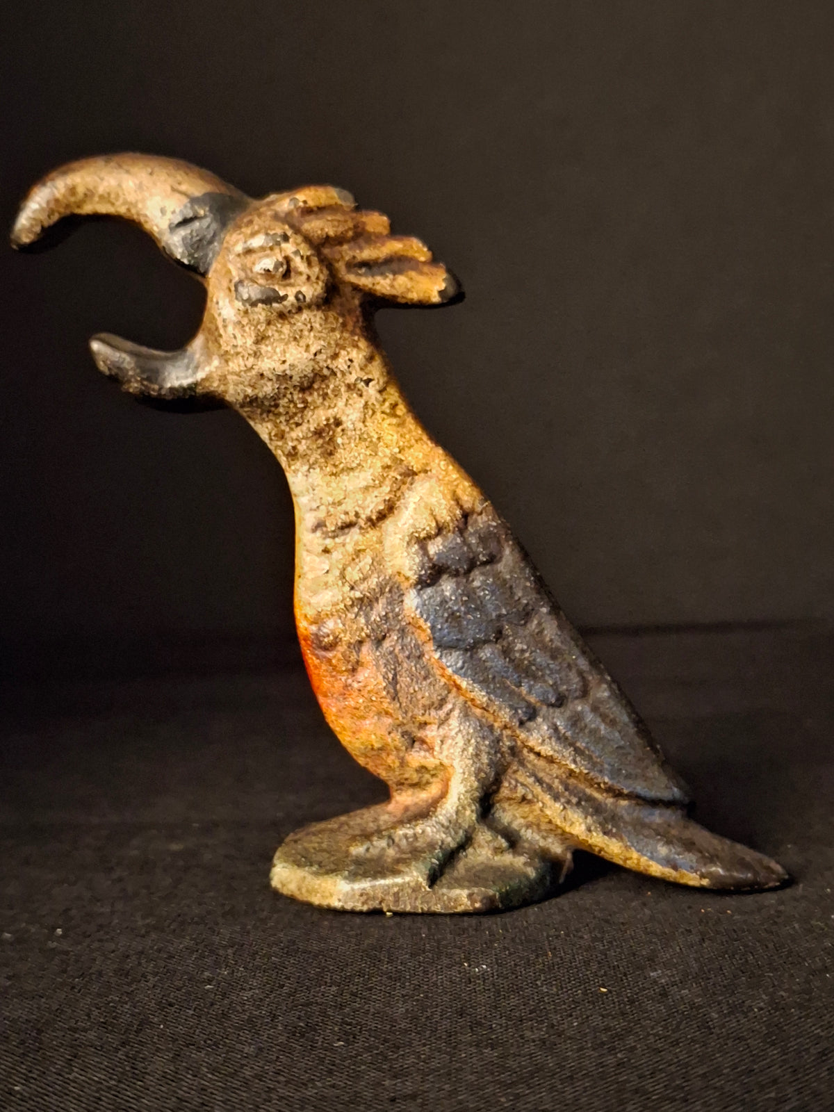 Vintage Cast Iron Parrot Bottle Opener Original Paint John Wright Wilton 1940s