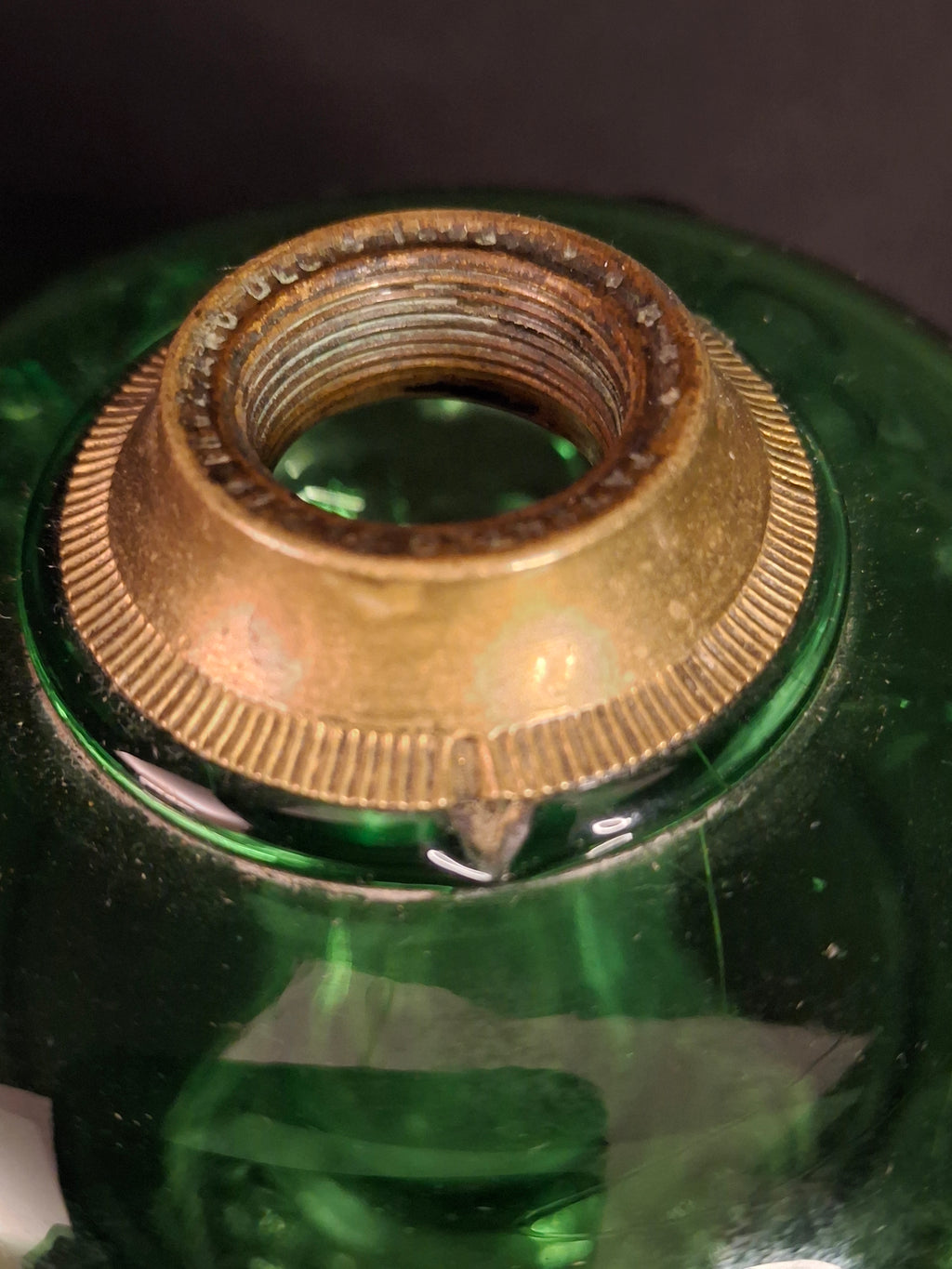 Antique Victorian Emerald Green Glass Kerosene Lamp Clear Star Base Scovill Queen Anne No 1 Burner