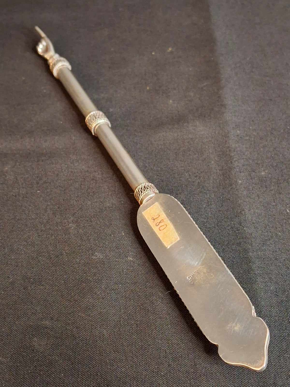 Authentic Antique Bezalel Jerusalem 935 Silver Filigree Turquoise Torah Pointer Yad