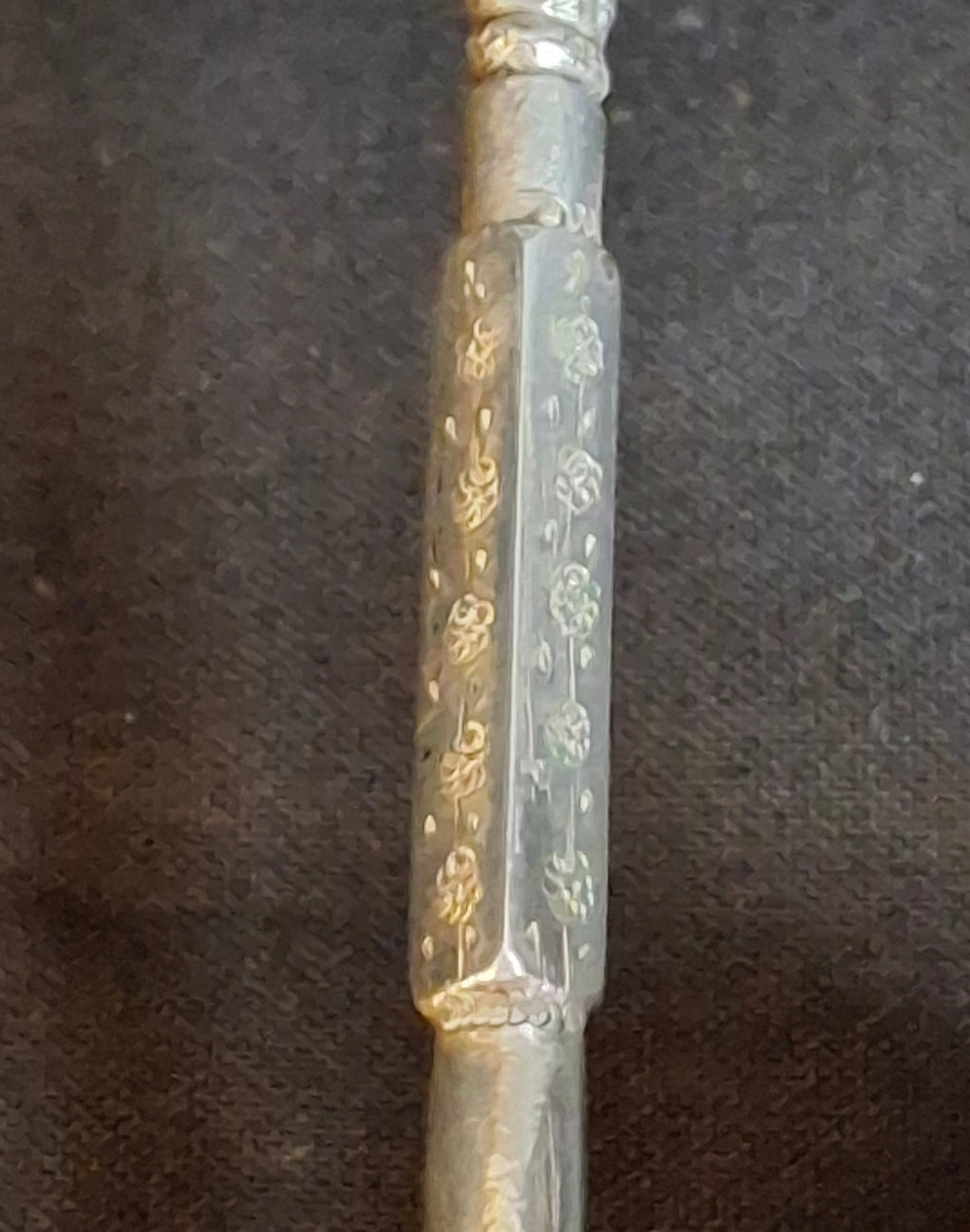 Rare Inscribed Silver Yad Torah Pointer Open Hamsa Hand Middle Eastern Judaica 9.25 In