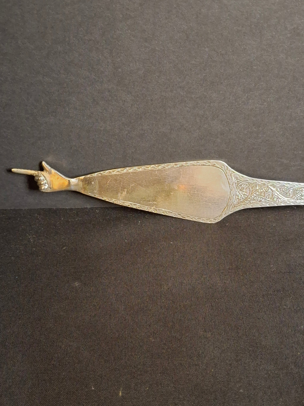 Antique North African Silver Yad Torah Pointer Hand Engraved Foliate Arabesque 10.75"