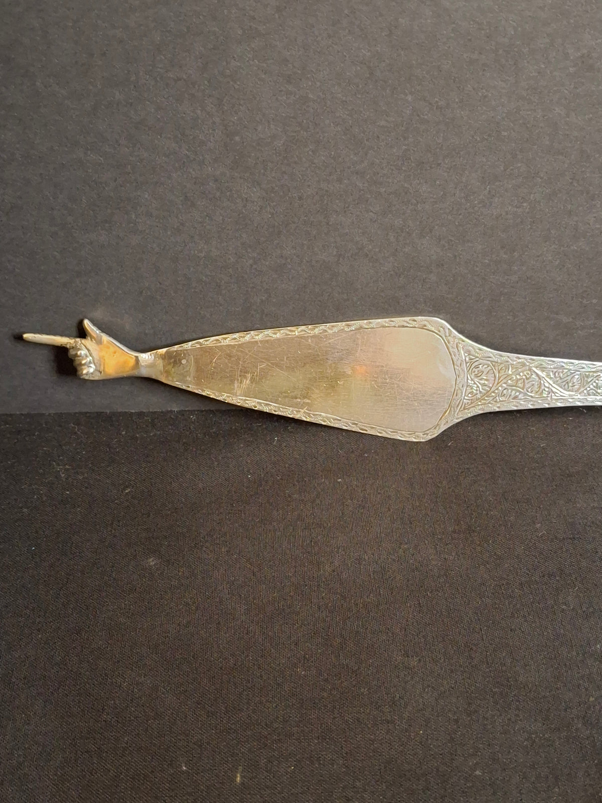 Antique North African Silver Yad Torah Pointer Hand Engraved Foliate Arabesque 10.75"