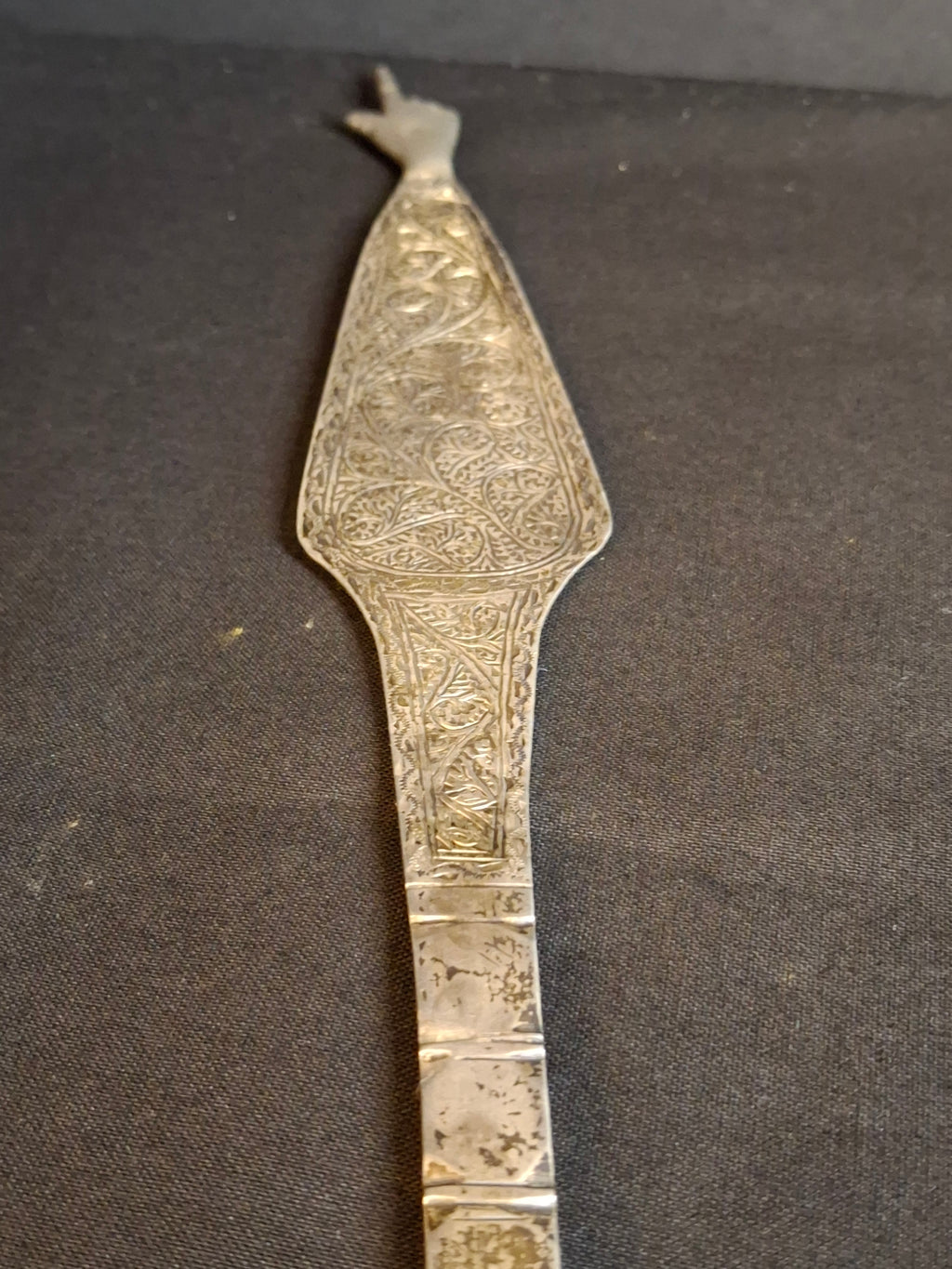 Antique North African Silver Yad Torah Pointer Hand Engraved Foliate Arabesque 10.75"
