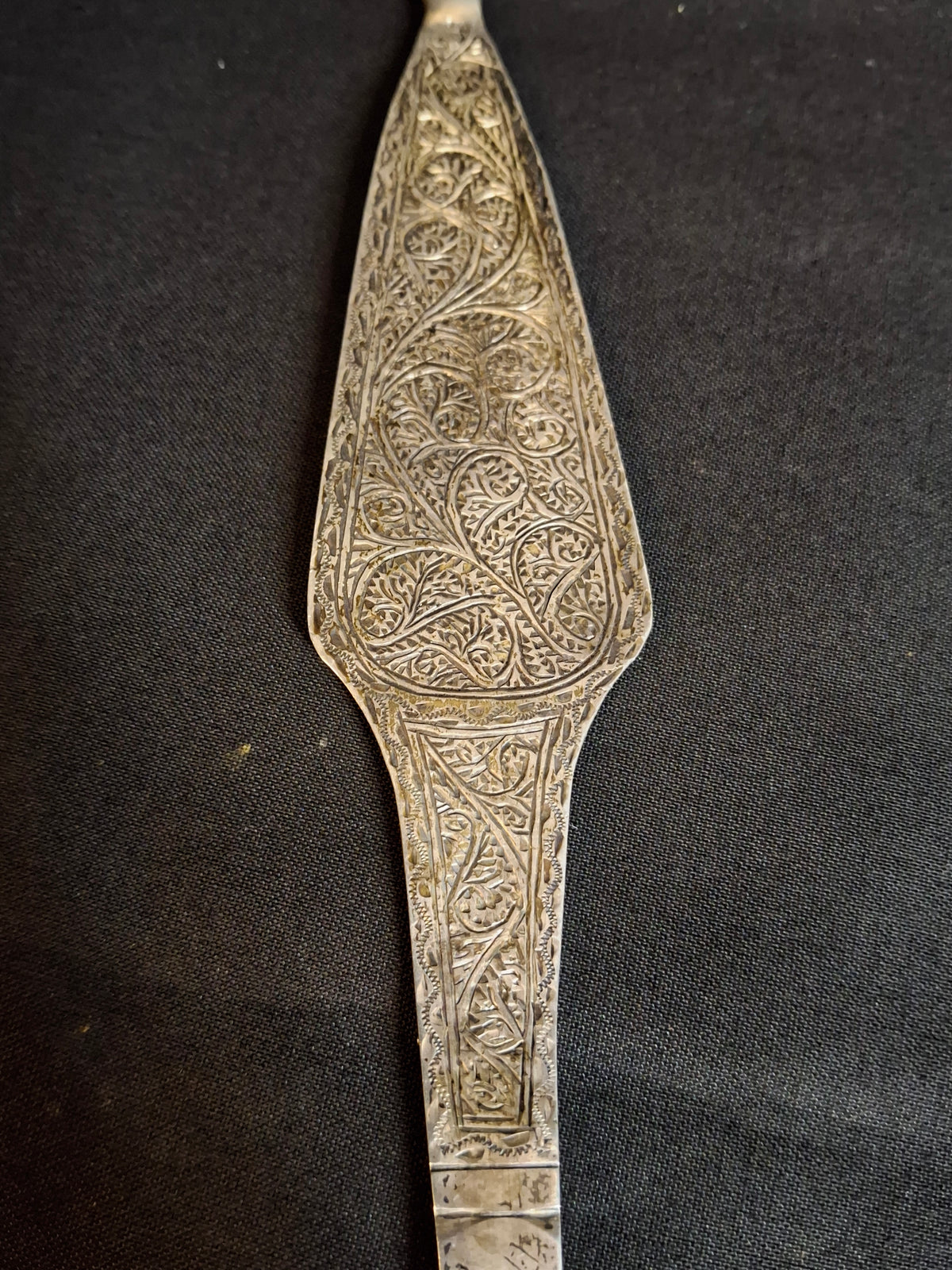 Antique North African Silver Yad Torah Pointer Hand Engraved Foliate Arabesque 10.75"