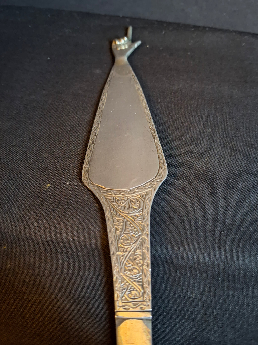 Antique North African Silver Yad Torah Pointer Hand Engraved Foliate Arabesque 10.75"