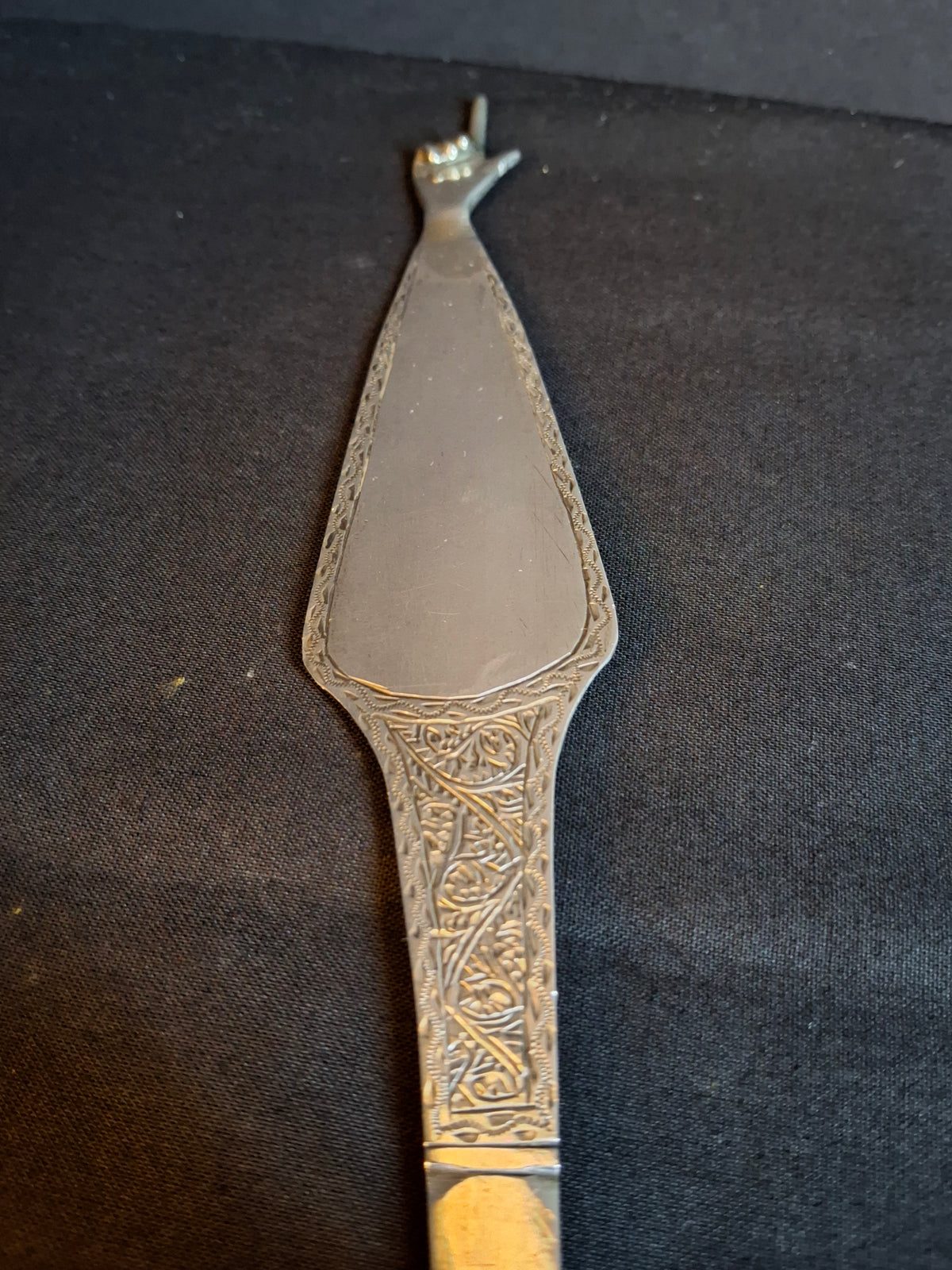 Antique North African Silver Yad Torah Pointer Hand Engraved Foliate Arabesque 10.75"