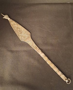 Antique North African Silver Yad Torah Pointer Hand Engraved Foliate Arabesque 10.75"