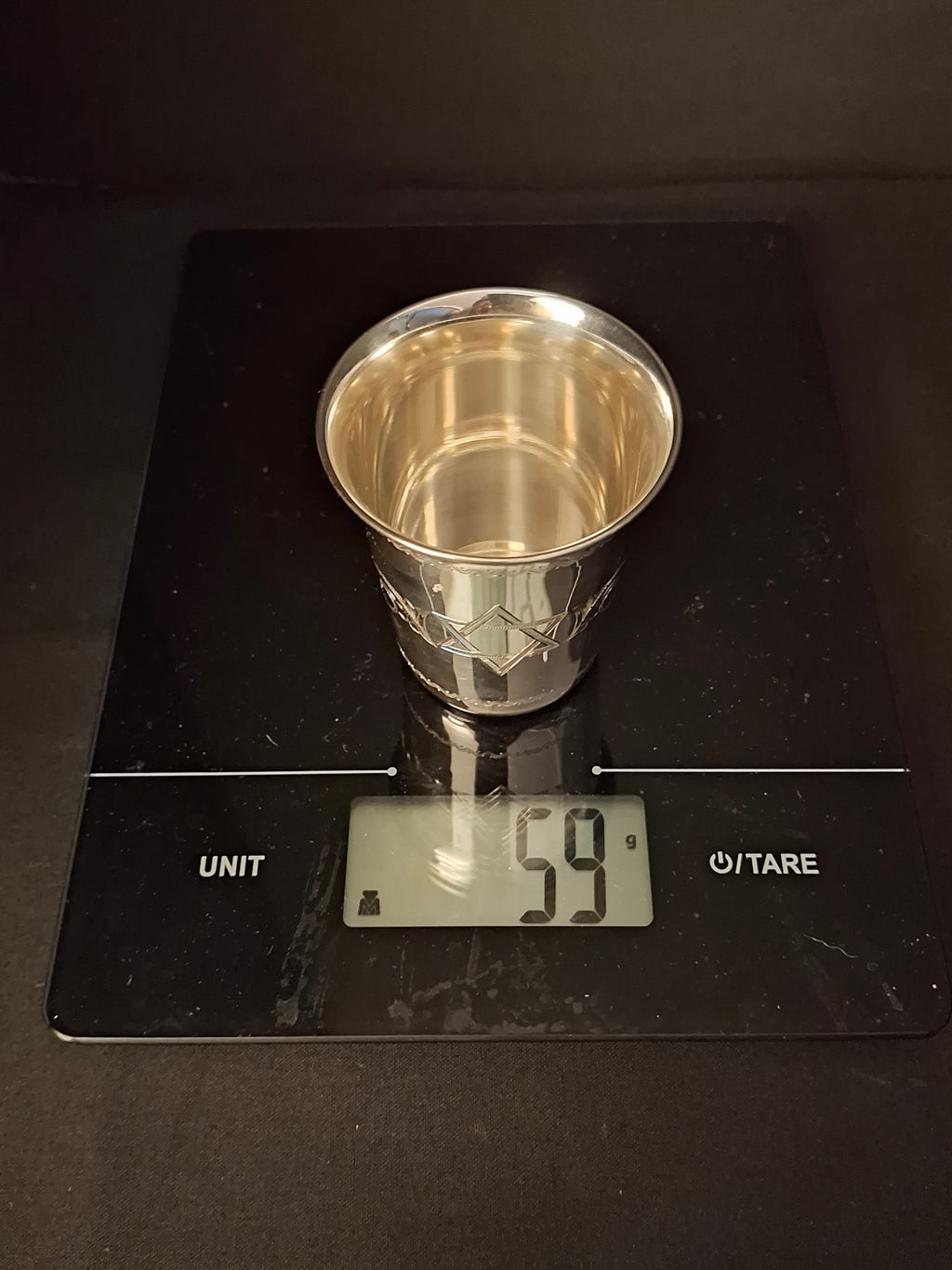 Vintage Sterling Silver Kiddush Cup Star of David Engraved Judaica Tumbler 59g