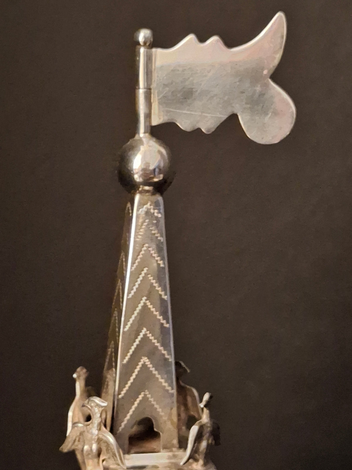 Vintage Israeli .835 Solid Silver Besamim Spice Tower 10" Havdalah Bell 149g