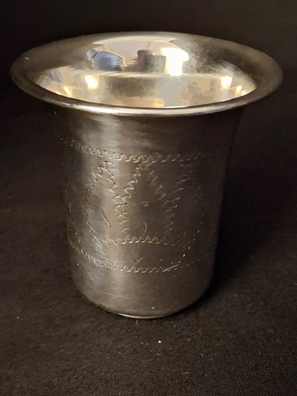 Vintage Sterling Silver Kiddush Beaker Cup Star of David Monogrammed AN 37g