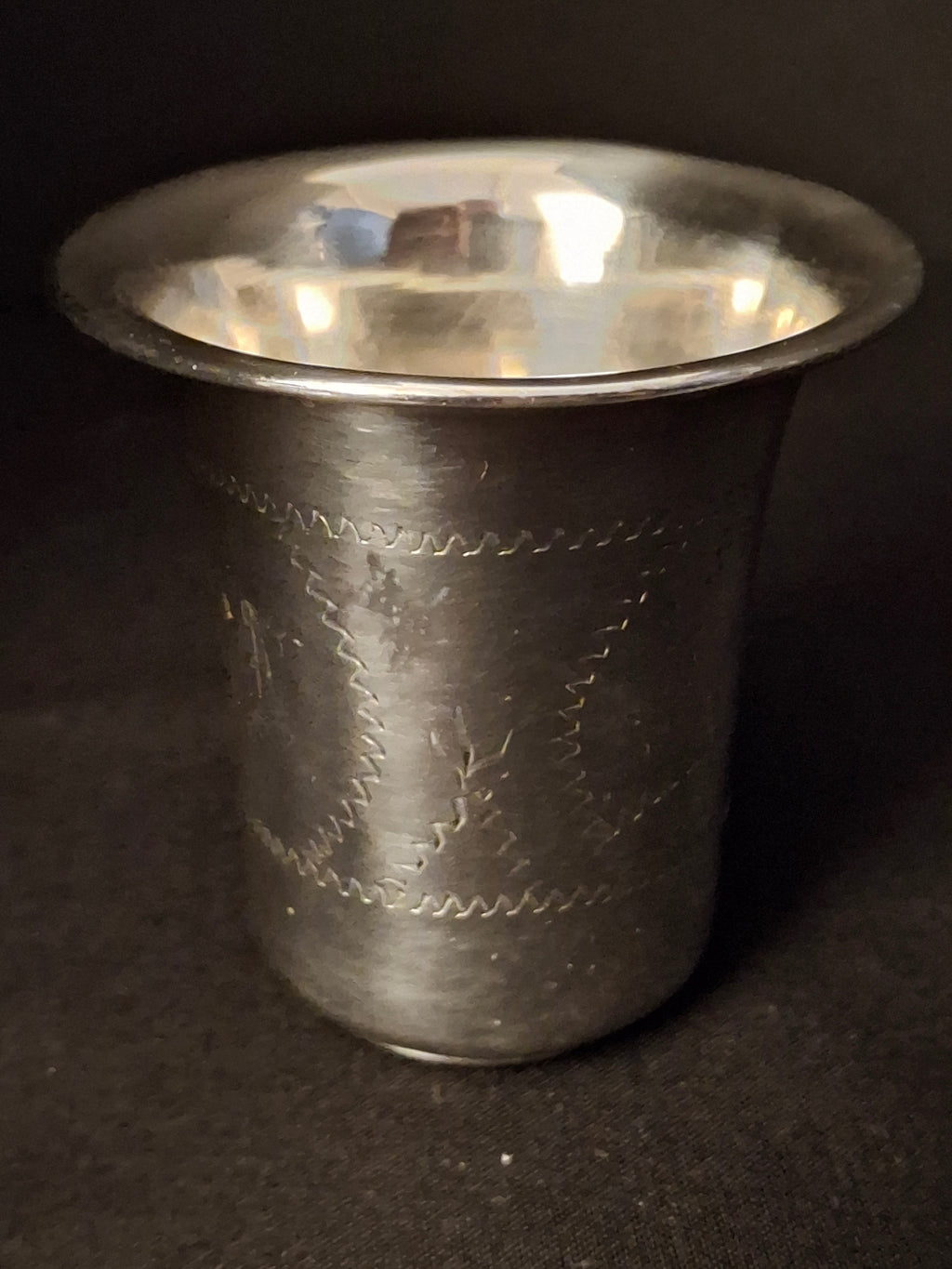 Vintage Sterling Silver Kiddush Beaker Cup Star of David Monogrammed AN 37g