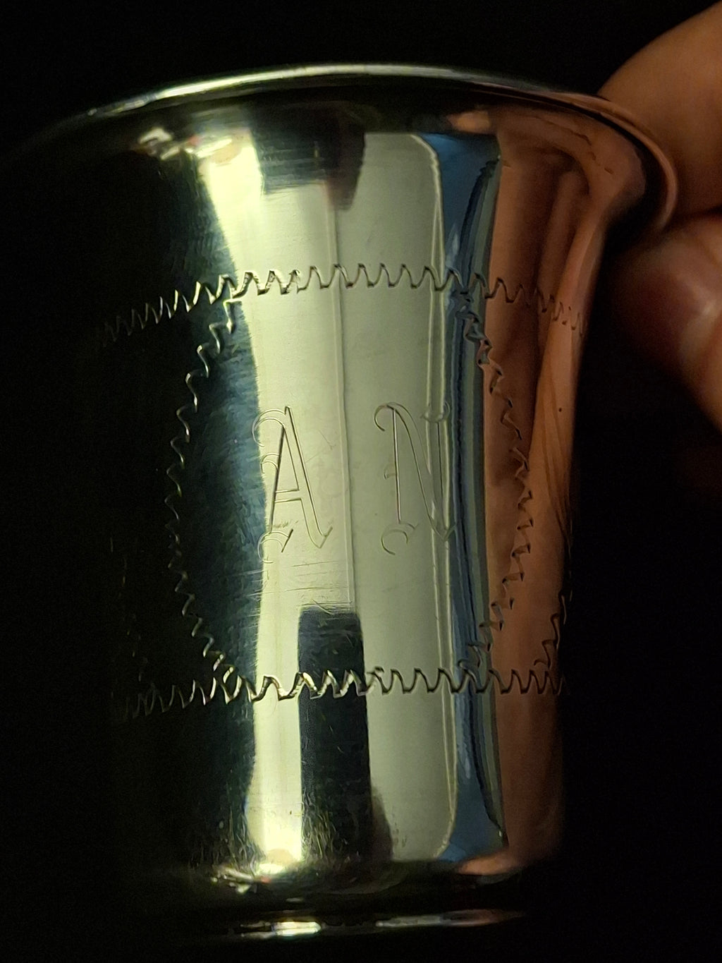 Vintage Sterling Silver Kiddush Beaker Cup Star of David Monogrammed AN 37g