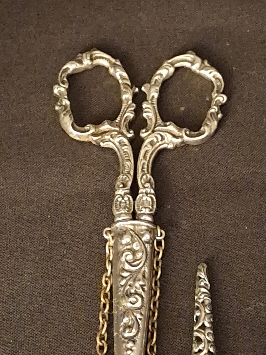 Antique Sterling Silver Chatelaine Scissor with Sterling 925 Sheath & Case Vom Cleff & Co German Scissors