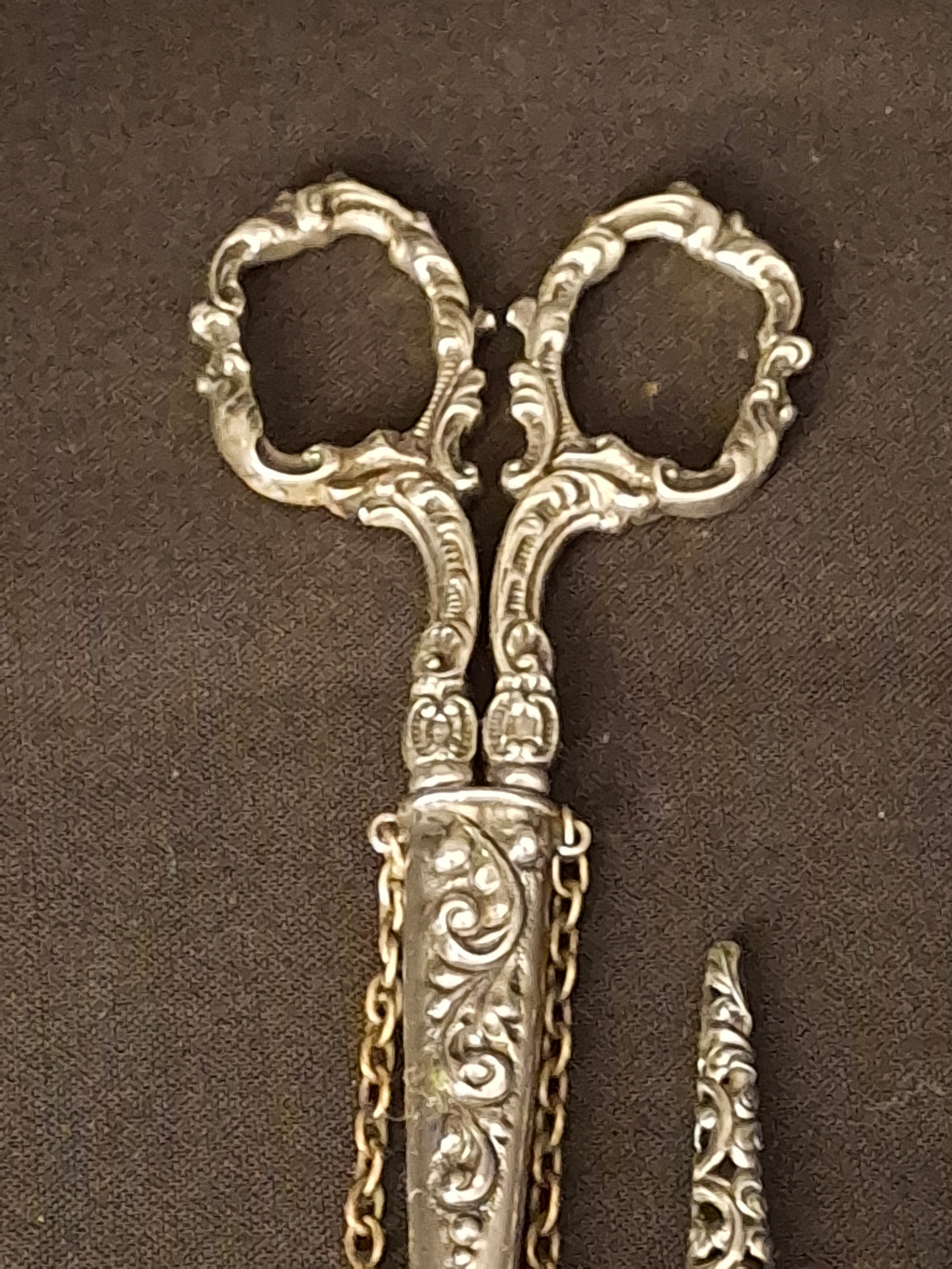 Antique Sterling Silver Chatelaine Scissor with Sterling 925 Sheath & Case Vom Cleff & Co German Scissors