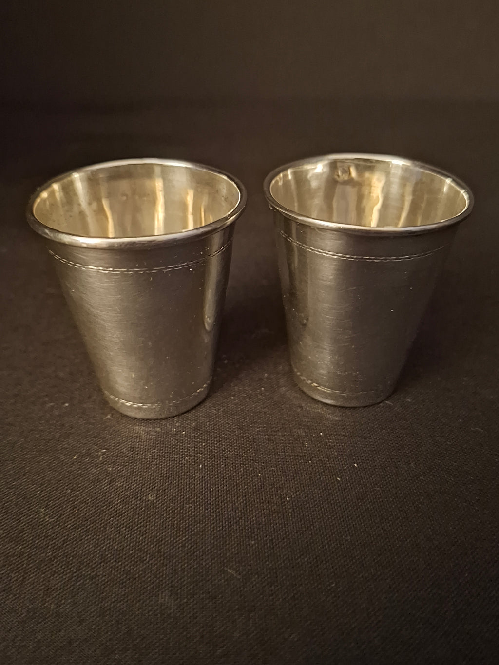 Vintage Polish .800 Silver Miniature Kiddush Cups Pair Travel Shot Cups Judaica 1960s