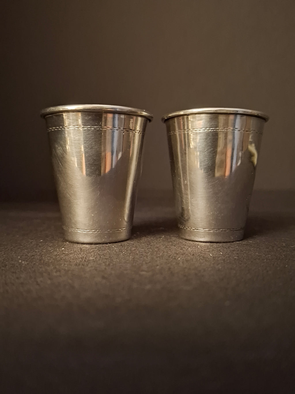 Vintage Polish .800 Silver Miniature Kiddush Cups Pair Travel Shot Cups Judaica 1960s