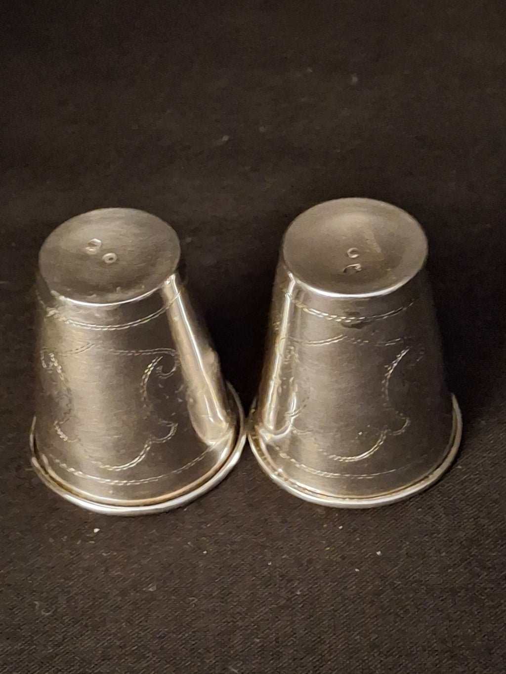 Vintage Polish .800 Silver Miniature Kiddush Cups Pair Travel Shot Cups Judaica 1960s