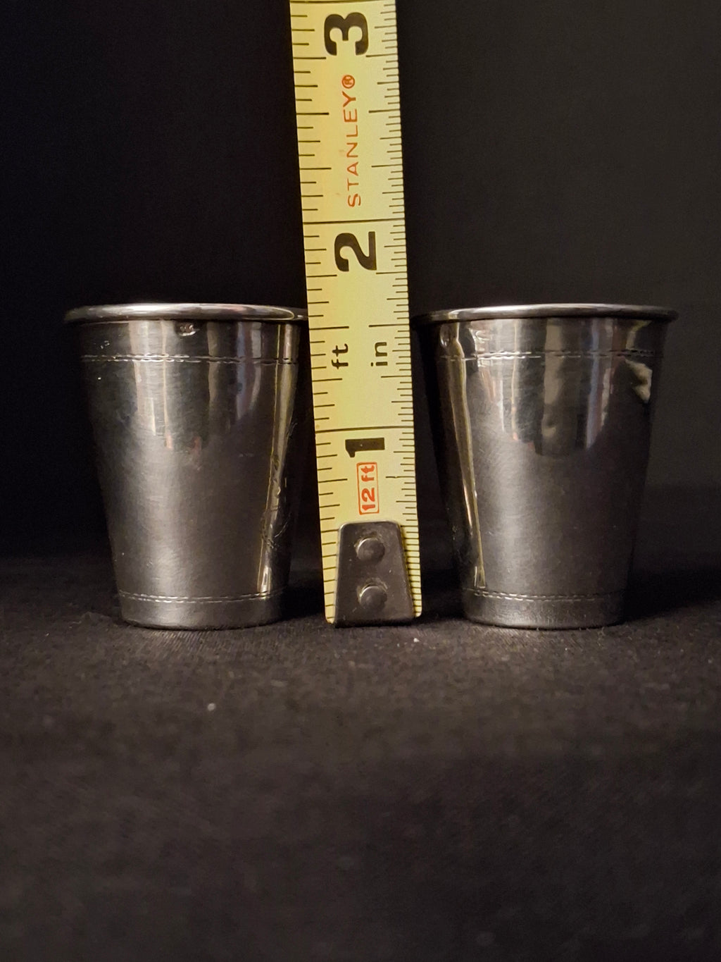 Vintage Polish .800 Silver Miniature Kiddush Cups Pair Travel Shot Cups Judaica 1960s