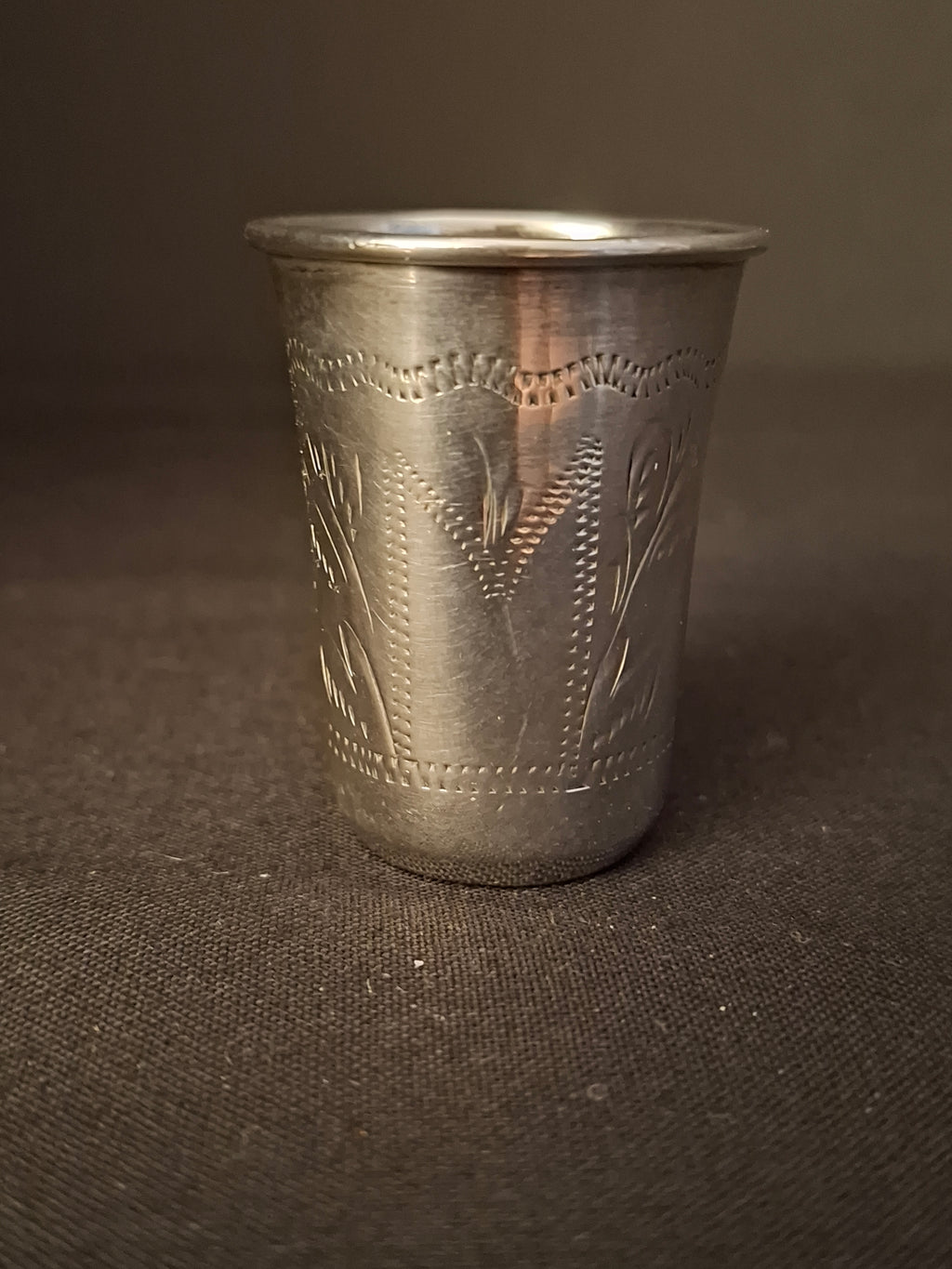 Antique Imperial Russian 84 Silver Vodka Shot Cup / Kiddush Cup – Israel Zakhoder, Kiev c. 1899–1908