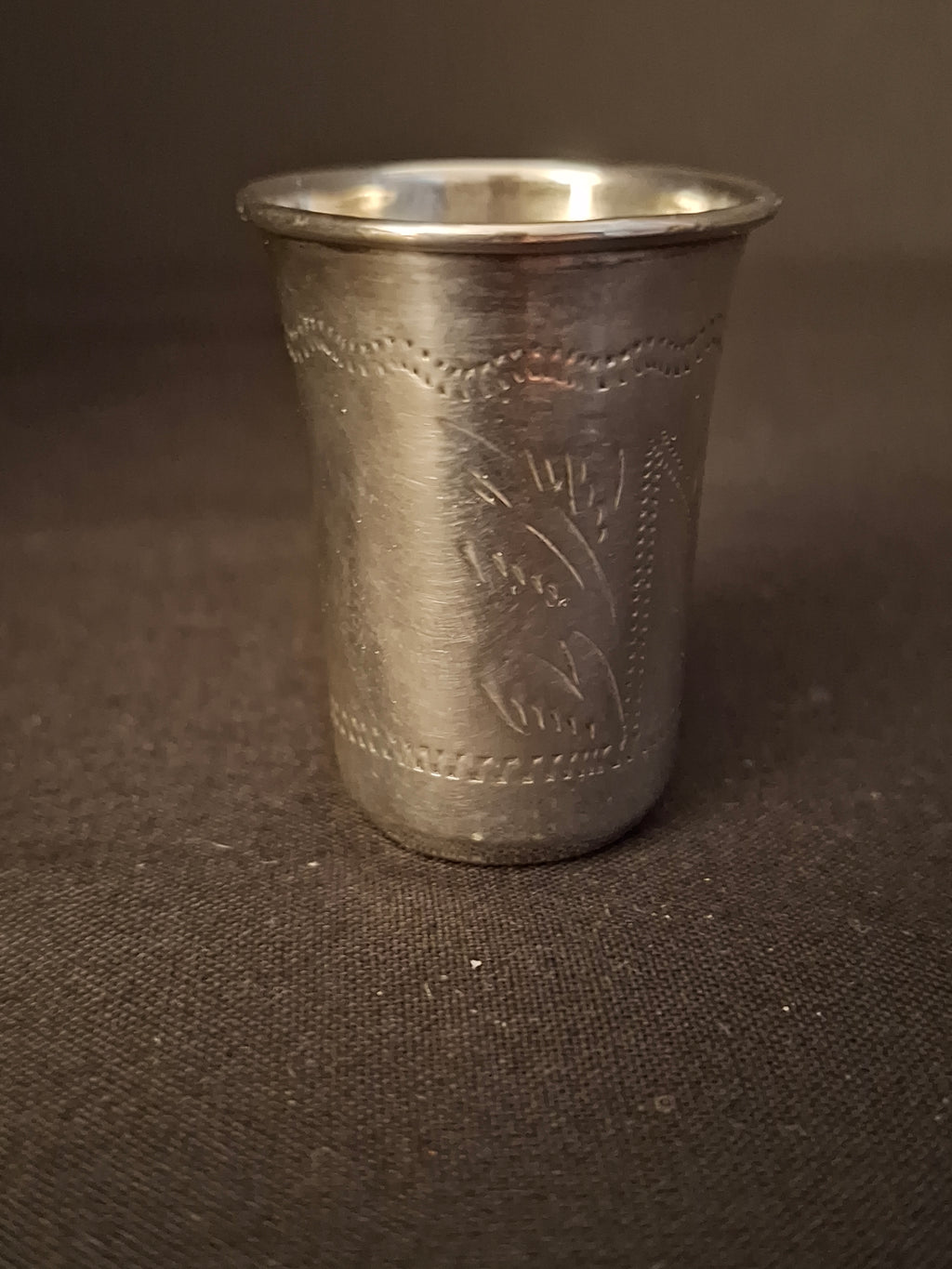 Antique Imperial Russian 84 Silver Vodka Shot Cup / Kiddush Cup – Israel Zakhoder, Kiev c. 1899–1908