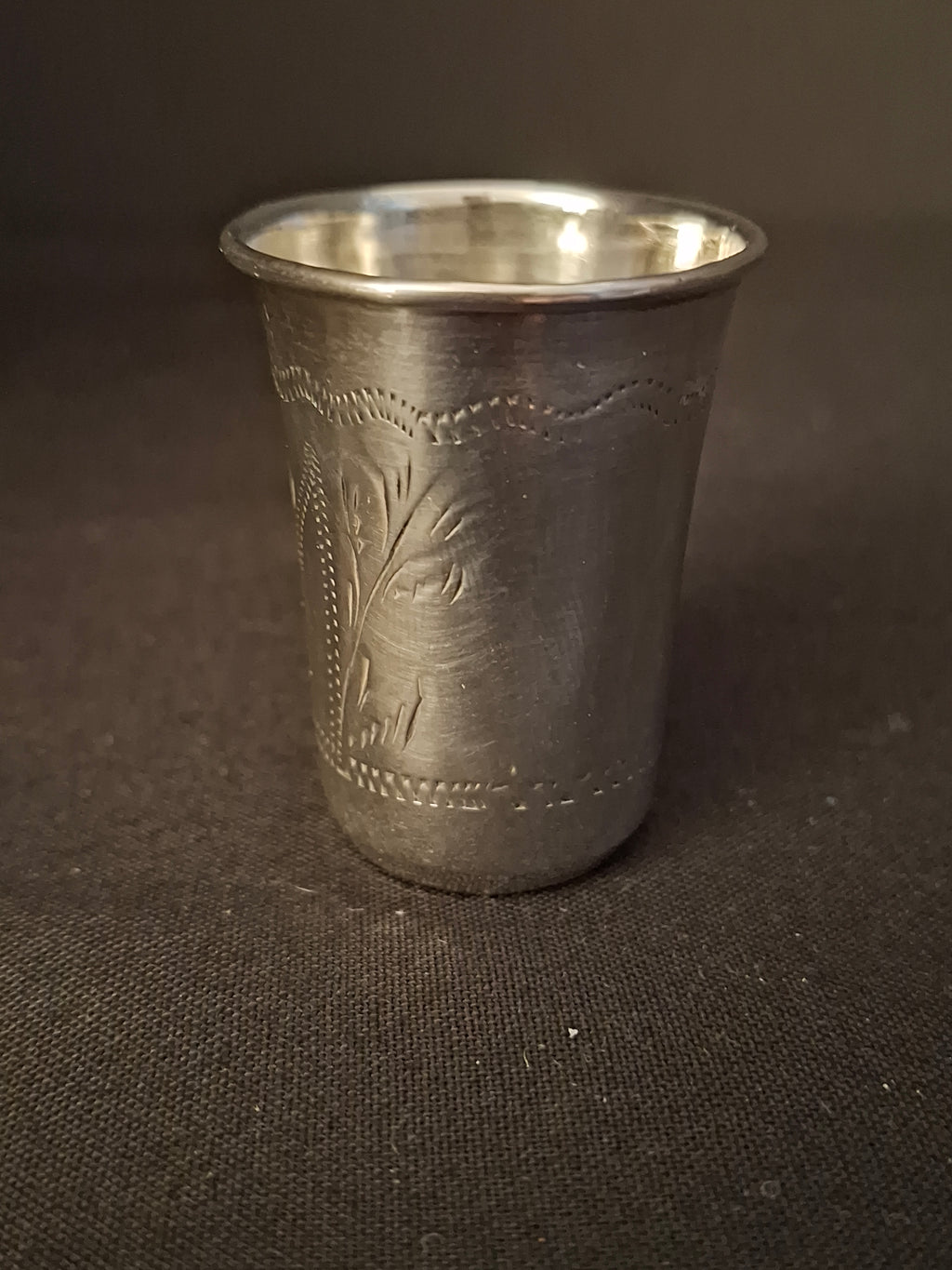 Antique Imperial Russian 84 Silver Vodka Shot Cup / Kiddush Cup – Israel Zakhoder, Kiev c. 1899–1908