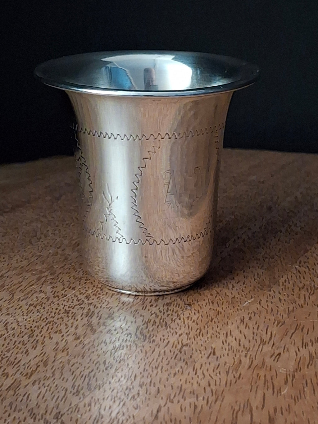 Vintage Sterling Silver Kiddush Beaker Cup Star of David Monogrammed AN 37g
