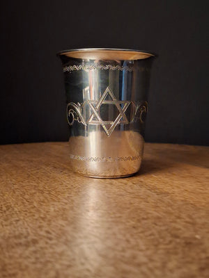 Vintage Sterling Silver Kiddush Cup Star of David Engraved Judaica Tumbler 59g