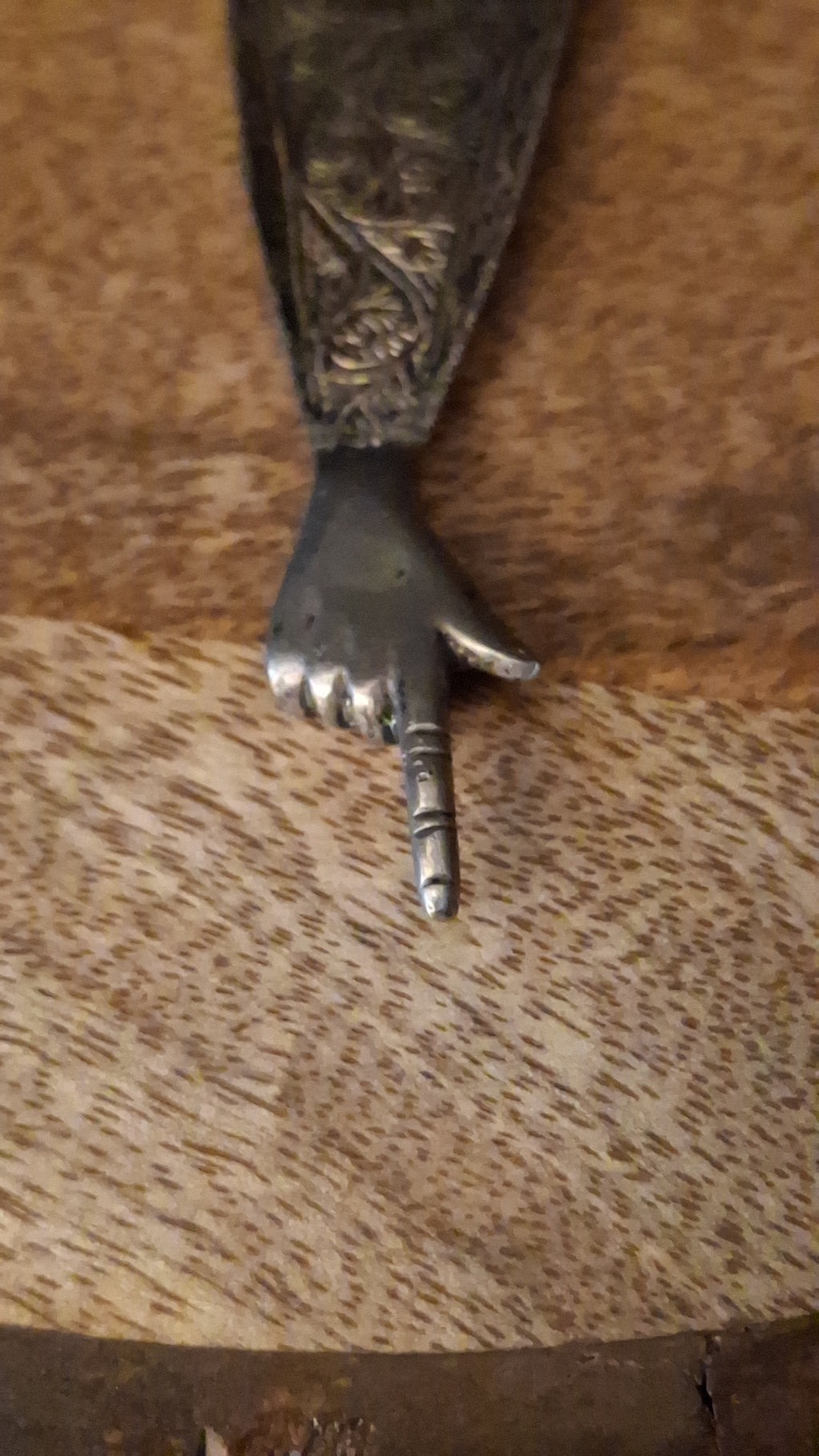 Antique North African Silver Yad Torah Pointer Hand Engraved Foliate Arabesque 10.75"