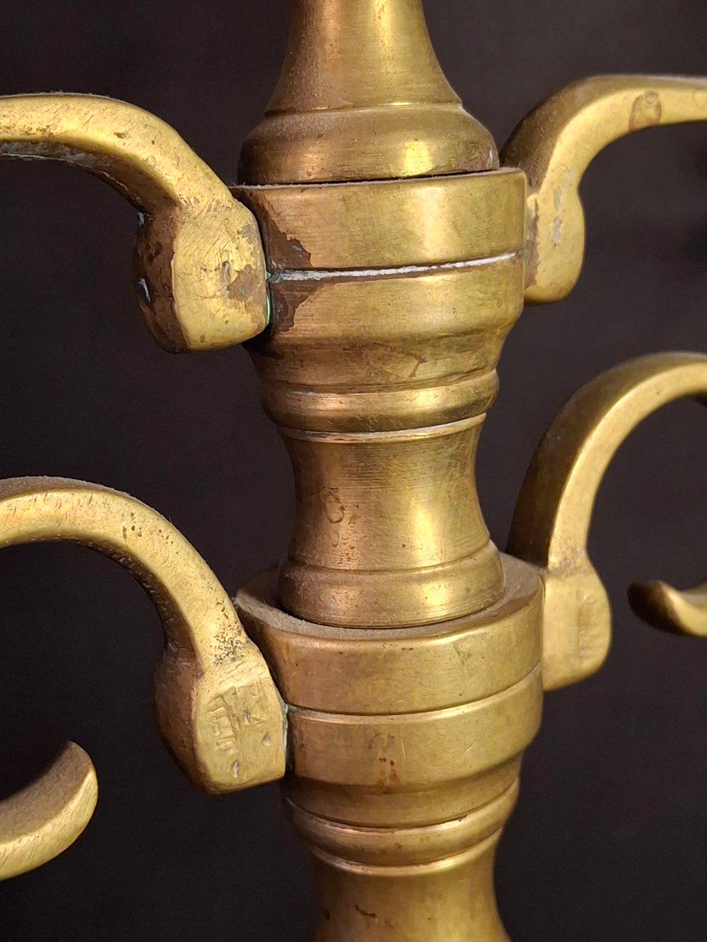 Antique 19th Century Polish Brass 5 Arm Sabbath Candelabra Judaica Menorah Candle