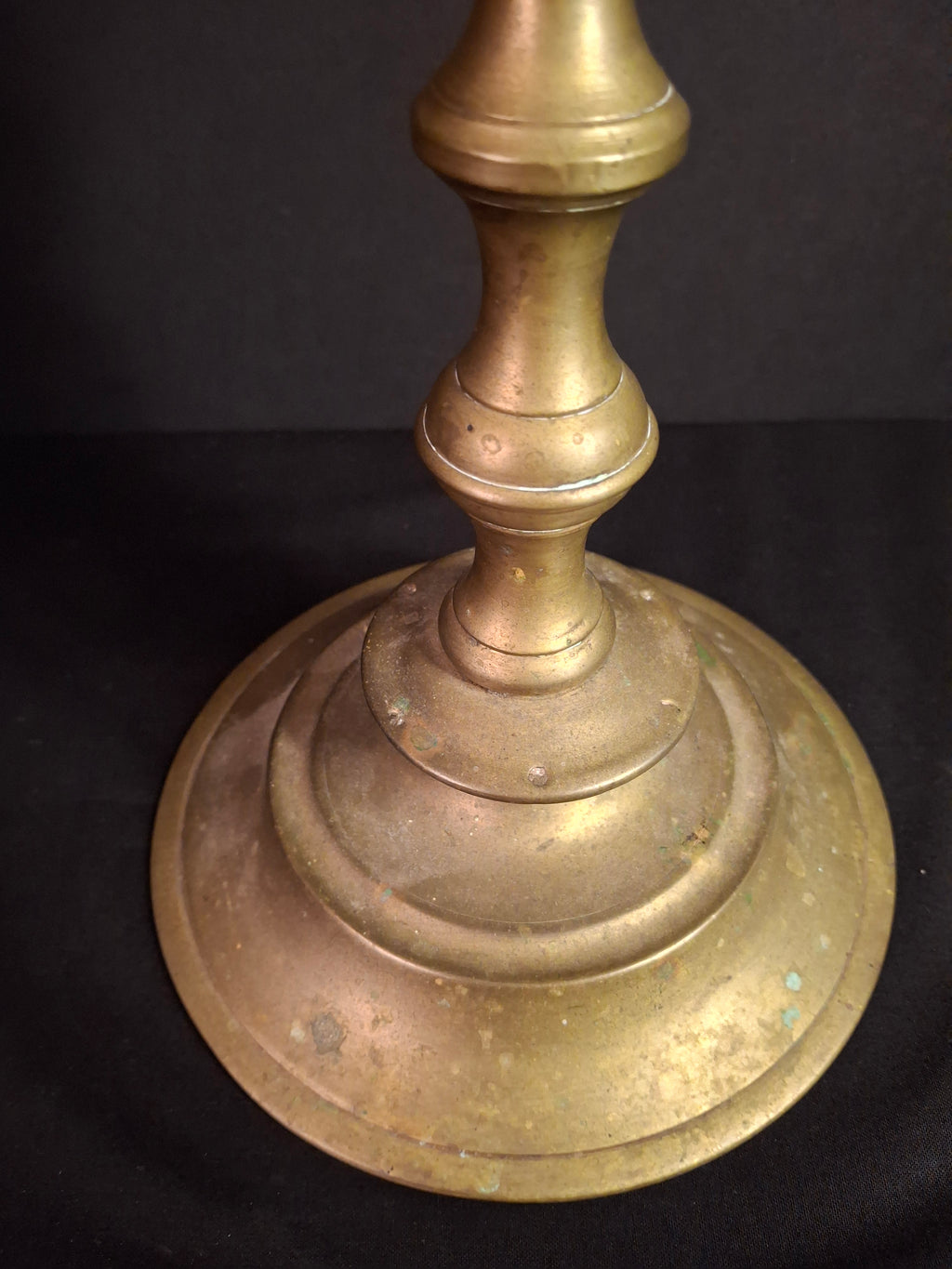 Monumental Antique 19th Century Eastern European Brass 7-Branch Temple Menorah 21.5"