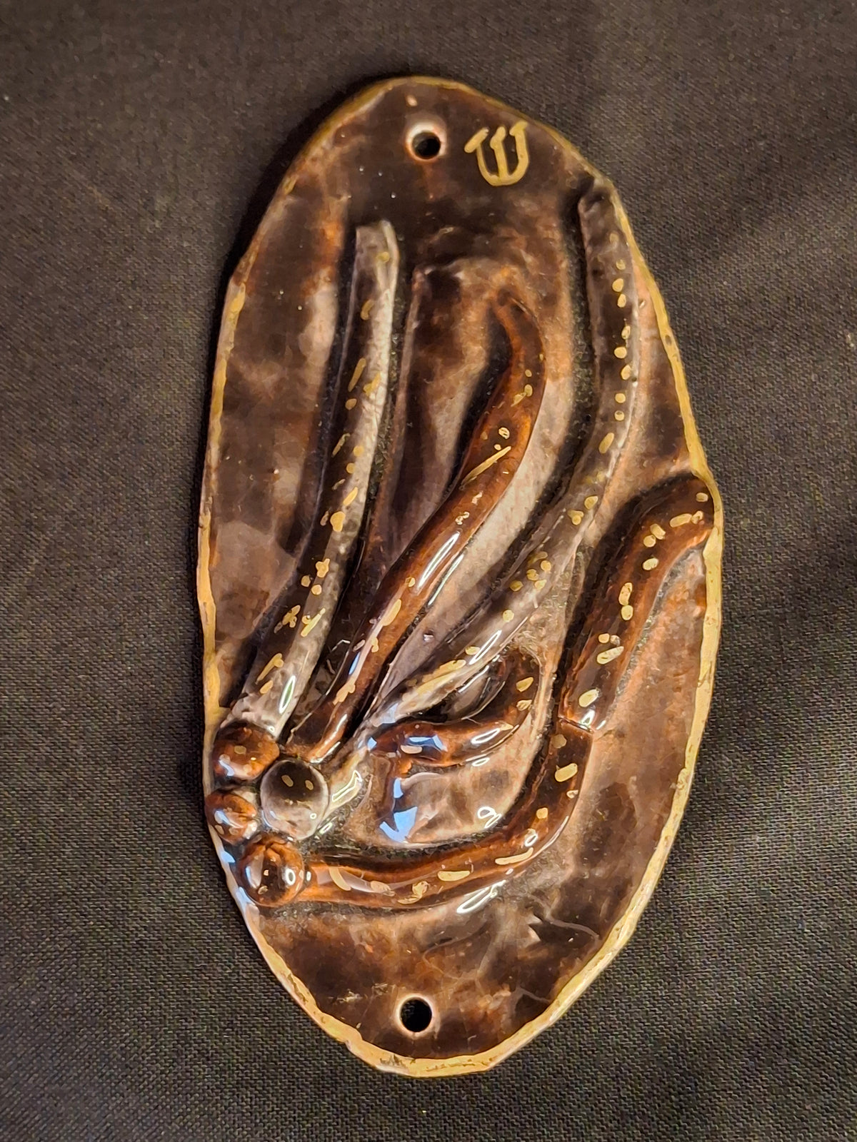 Vintage Israeli Ceramic Mezuzah Case Mid Century Studio Pottery Signed