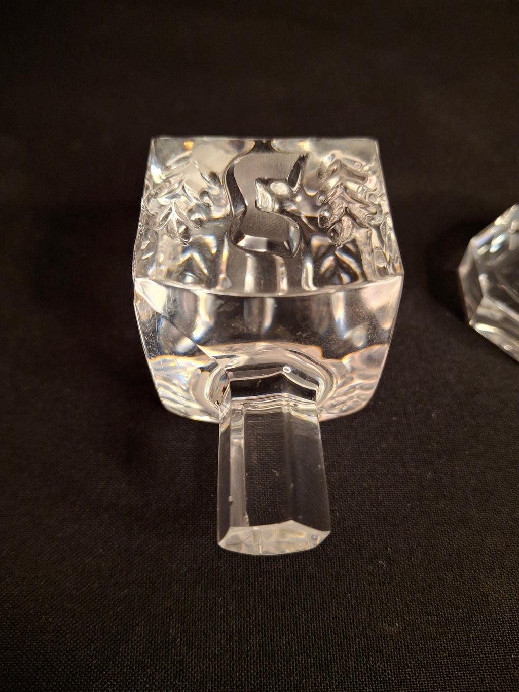 Vintage Jonal German 24% Lead Crystal Dreidel & Stand Hebrew Letters Hanukkah Judaica