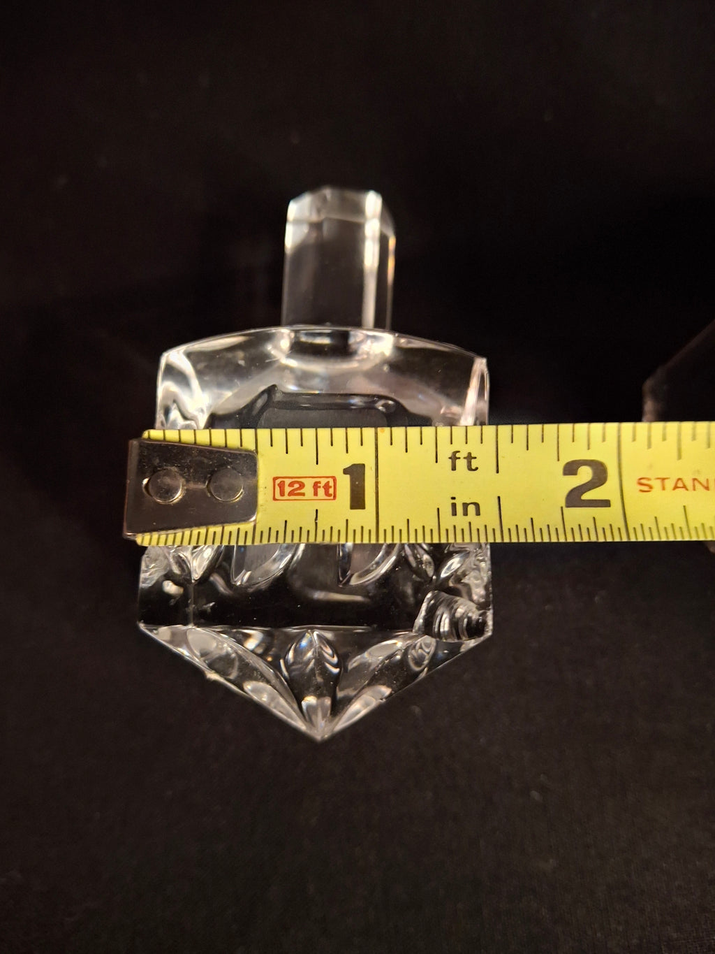 Vintage Jonal German 24% Lead Crystal Dreidel & Stand Hebrew Letters Hanukkah Judaica