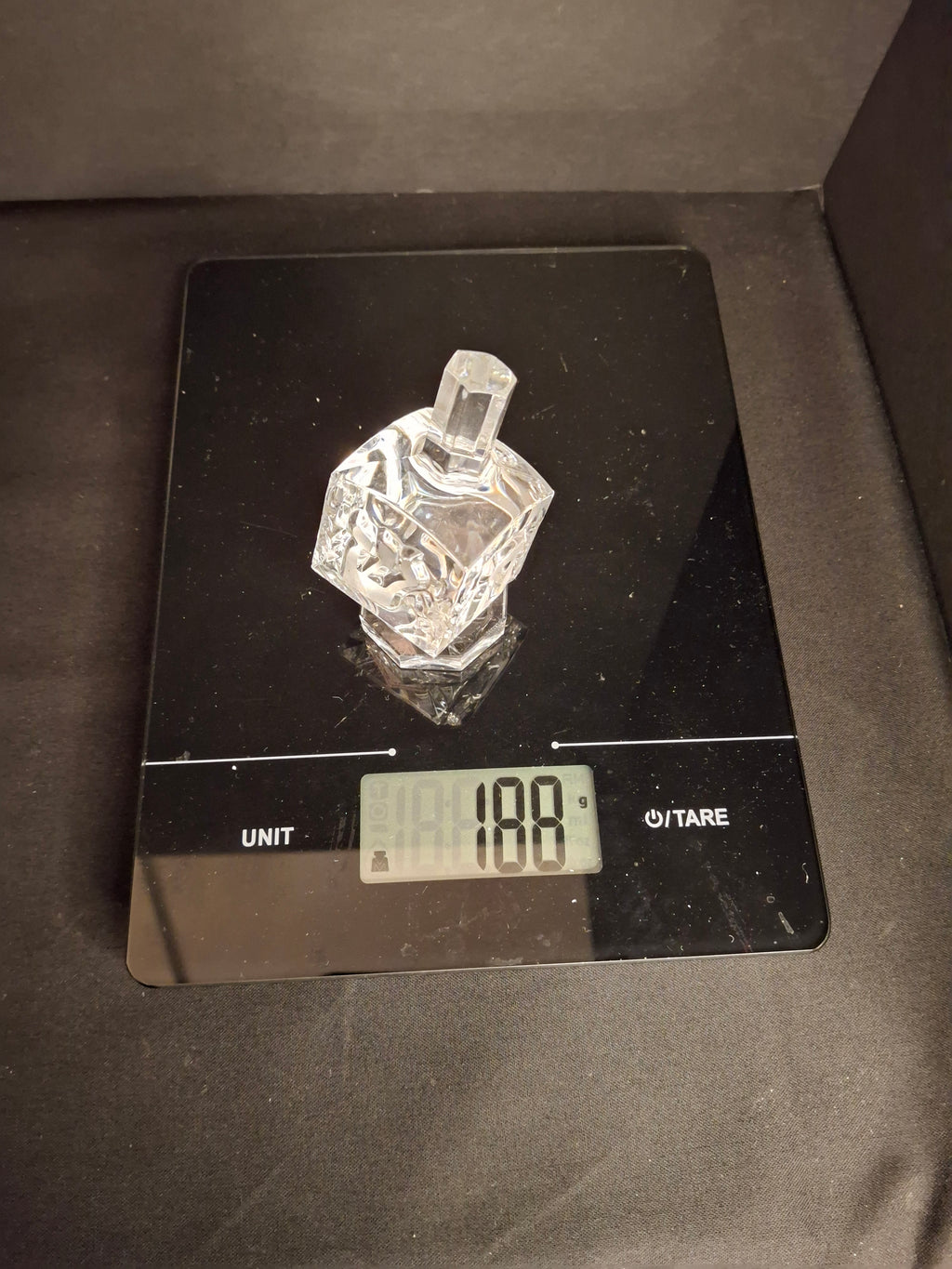 Vintage Jonal German 24% Lead Crystal Dreidel & Stand Hebrew Letters Hanukkah Judaica