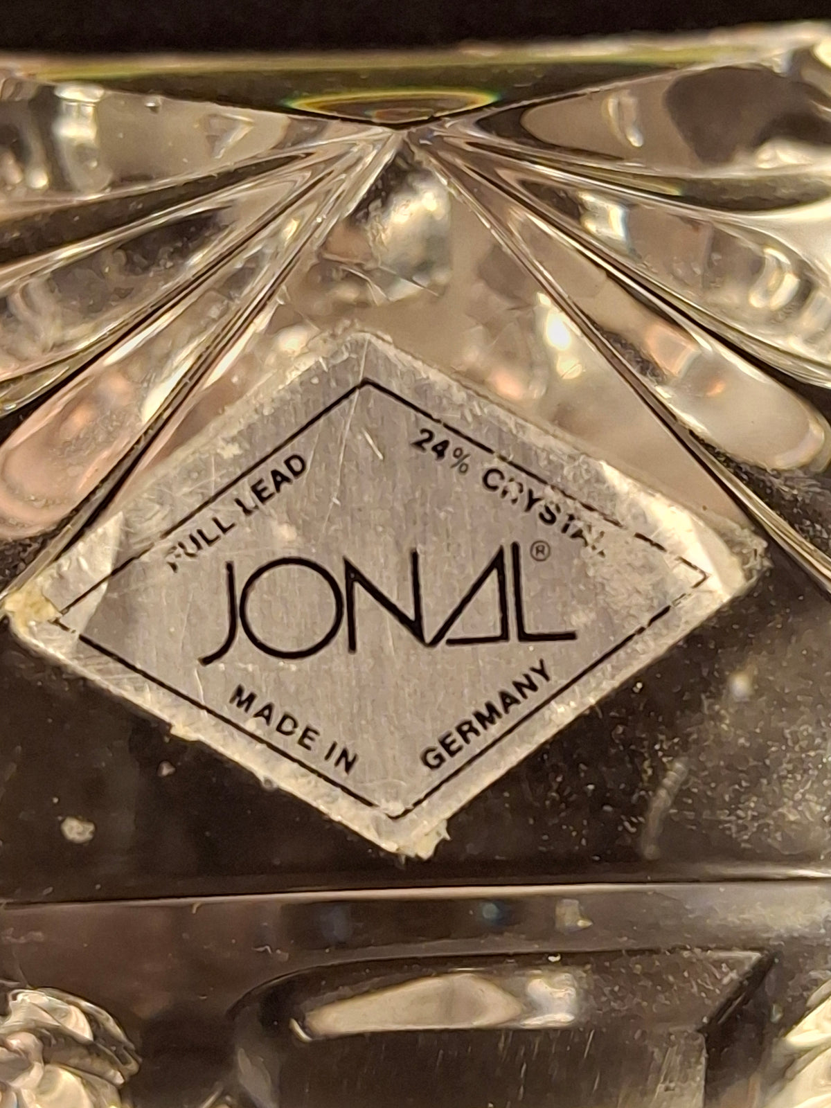 Vintage Jonal German 24% Lead Crystal Dreidel & Stand Hebrew Letters Hanukkah Judaica