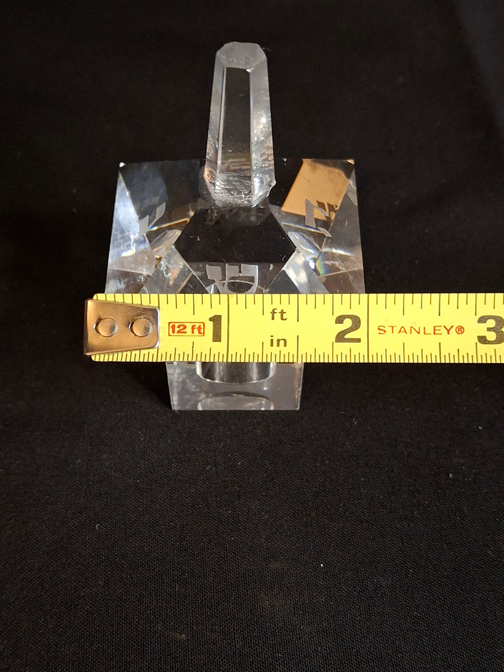 Vintage Faceted Cut Clear Crystal Hanukkah Dreidel Top with Matching Stand
