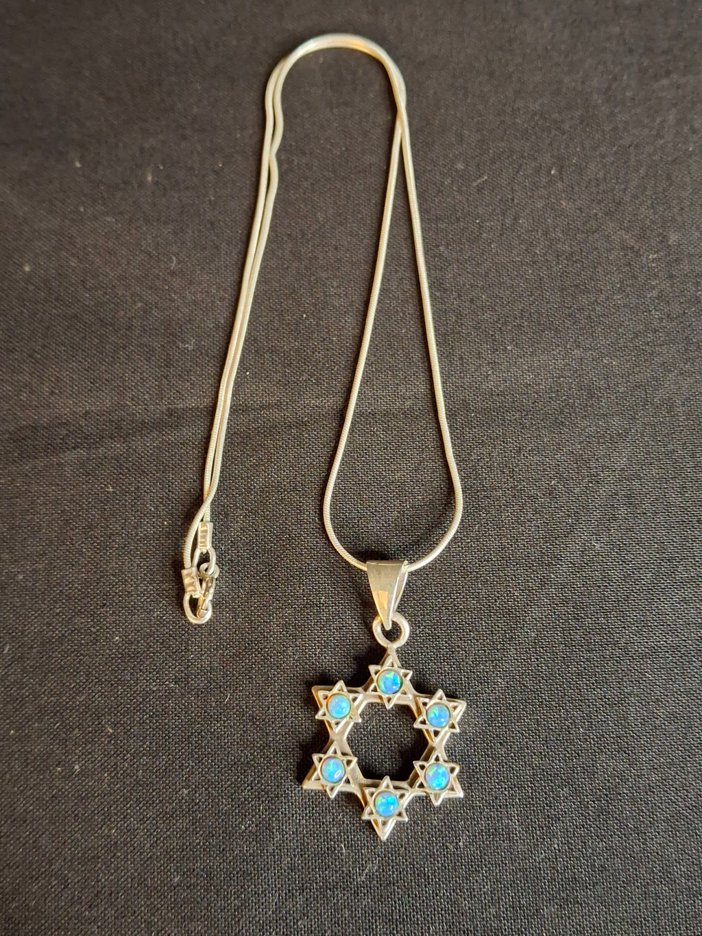 Sterling Silver 925 Israeli Magen David Opal Star of David Pendant Necklace Miriam