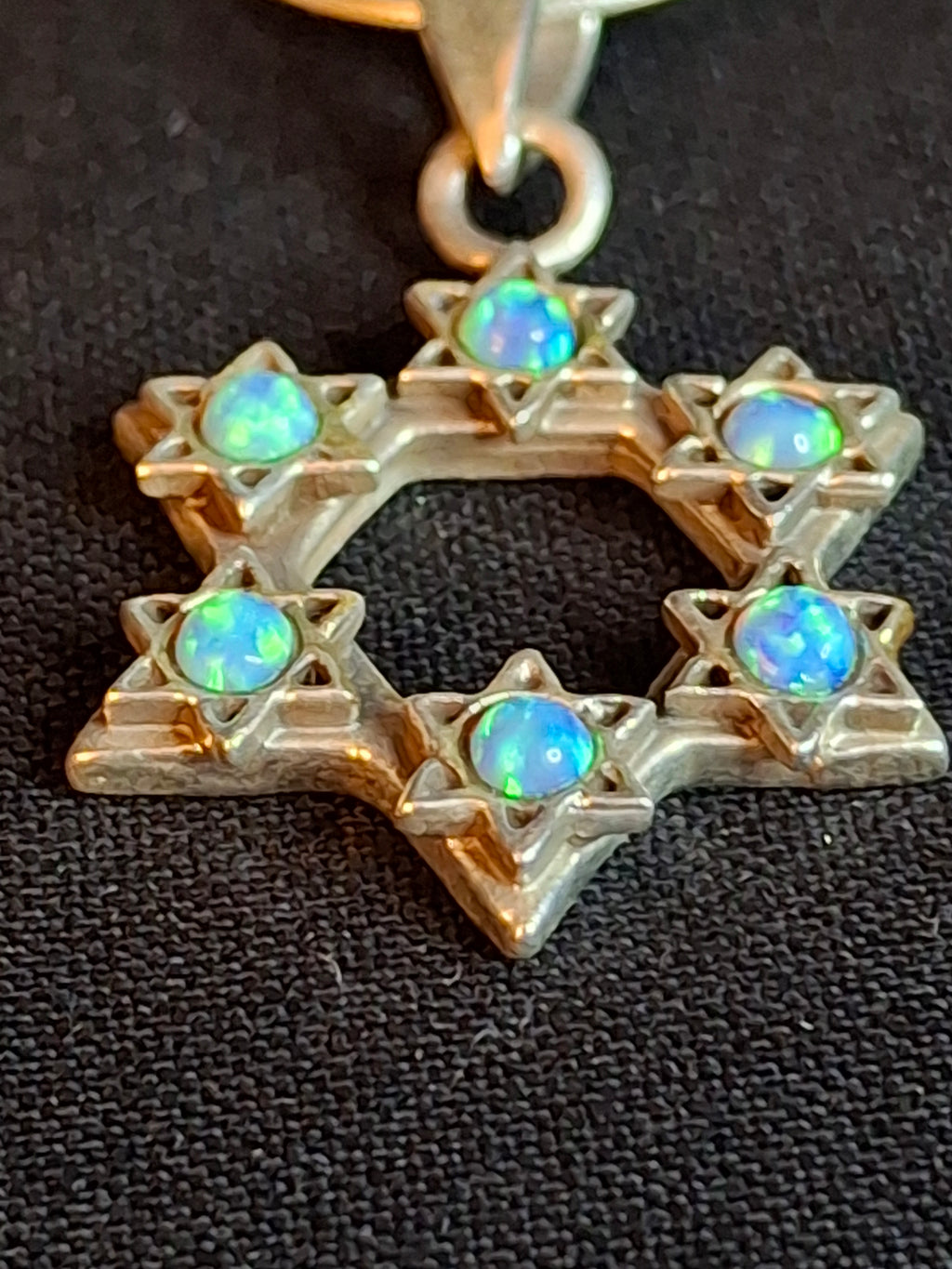 Sterling Silver 925 Israeli Magen David Opal Star of David Pendant Necklace Miriam