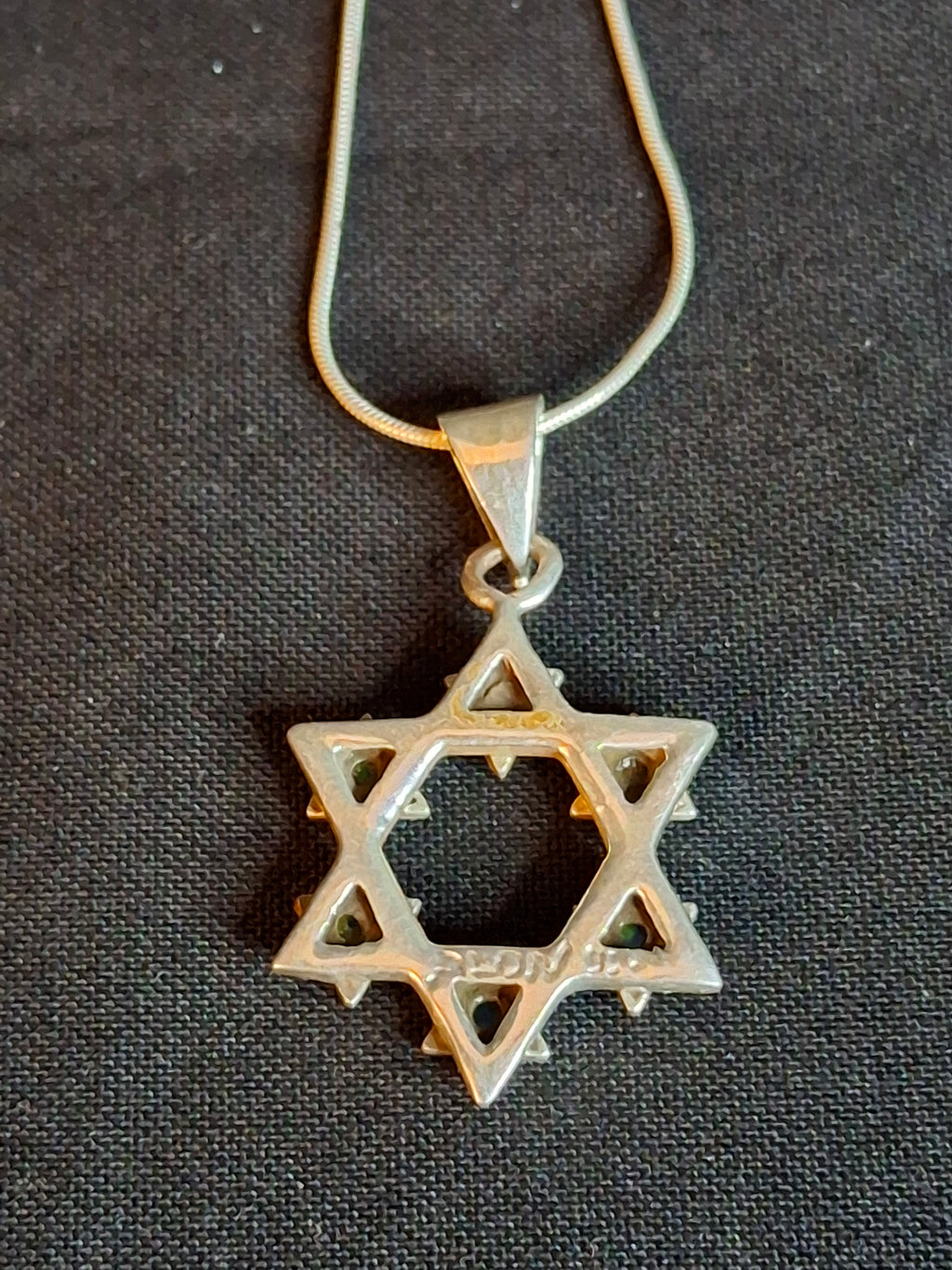 Sterling Silver 925 Israeli Magen David Opal Star of David Pendant Necklace Miriam
