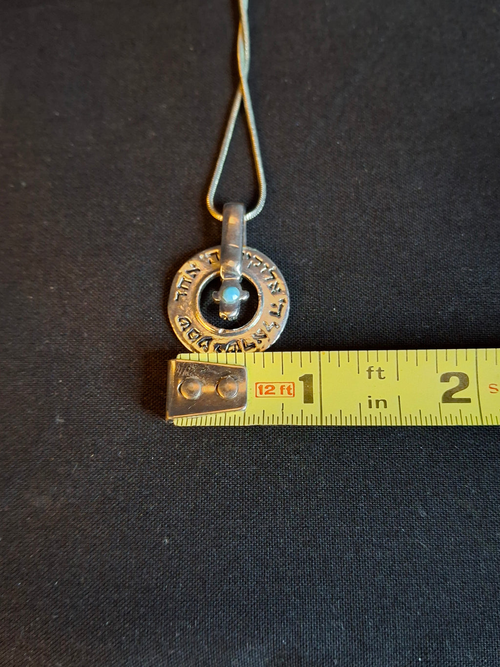 Vintage 925 Sterling Silver Shema Yisrael Spinning Pendant Necklace Hamsa Israel