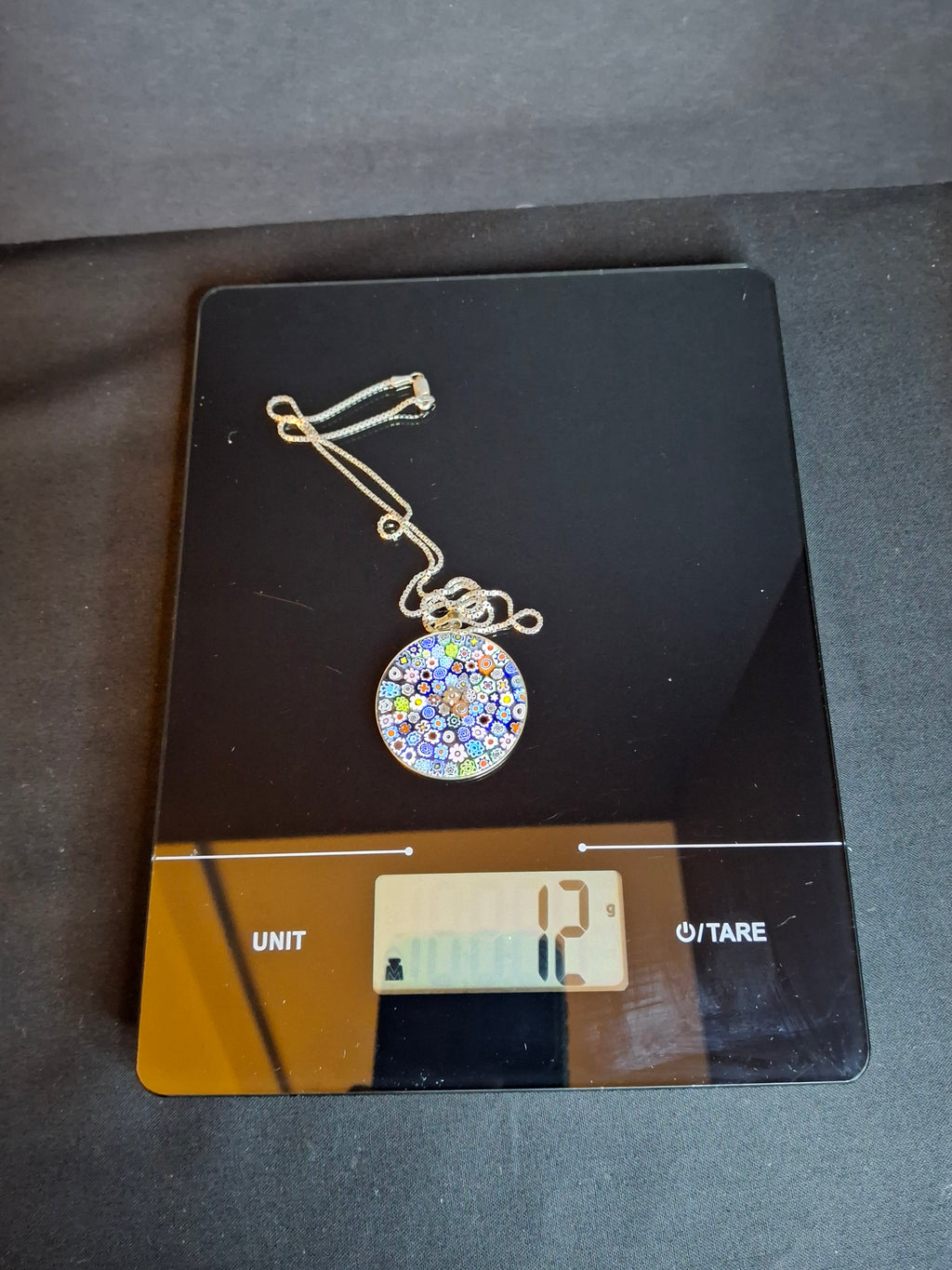 Vintage Venetian Murano Glass Millefiori Magen David Pendant 925 Sterling Silver Box Chain Necklace Judaica