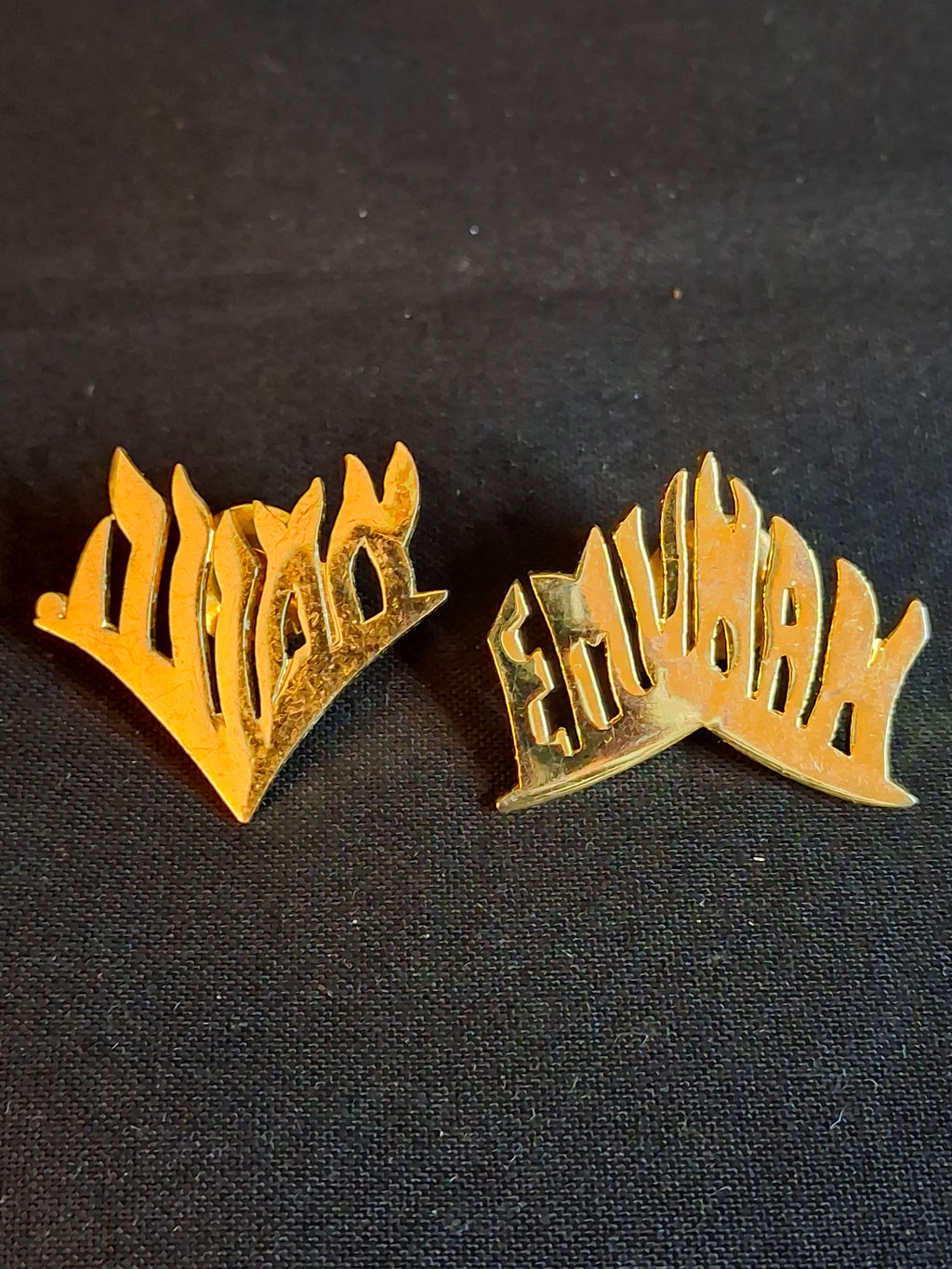 Vintage Emunah Women Lapel Pin Set Hebrew English Teach A Child Flame Pins (Pair)