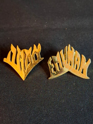 Vintage Emunah Women Lapel Pin Set Hebrew English Teach A Child Flame Pins (Pair)