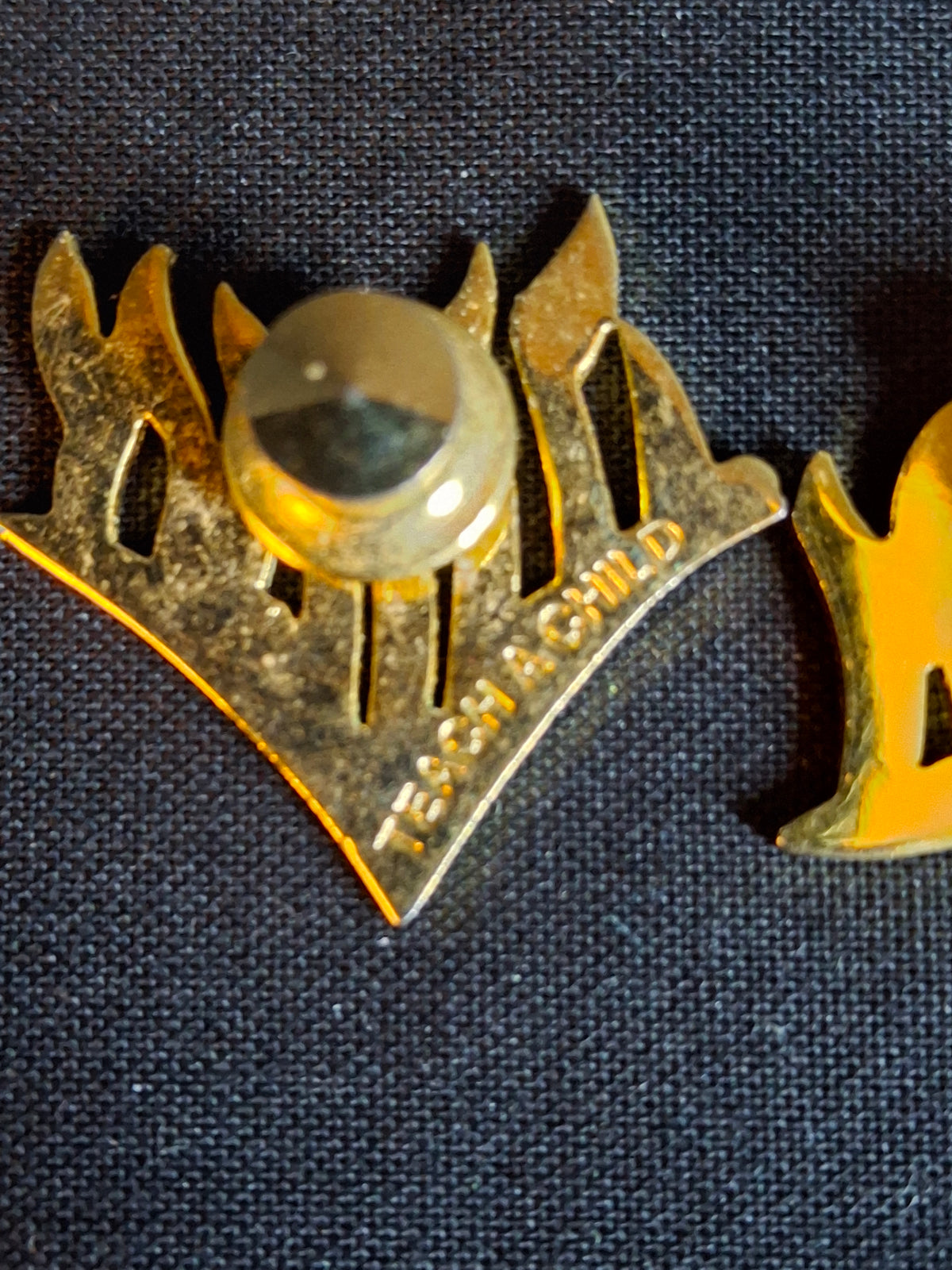 Vintage Emunah Women Lapel Pin Set Hebrew English Teach A Child Flame Pins (Pair)