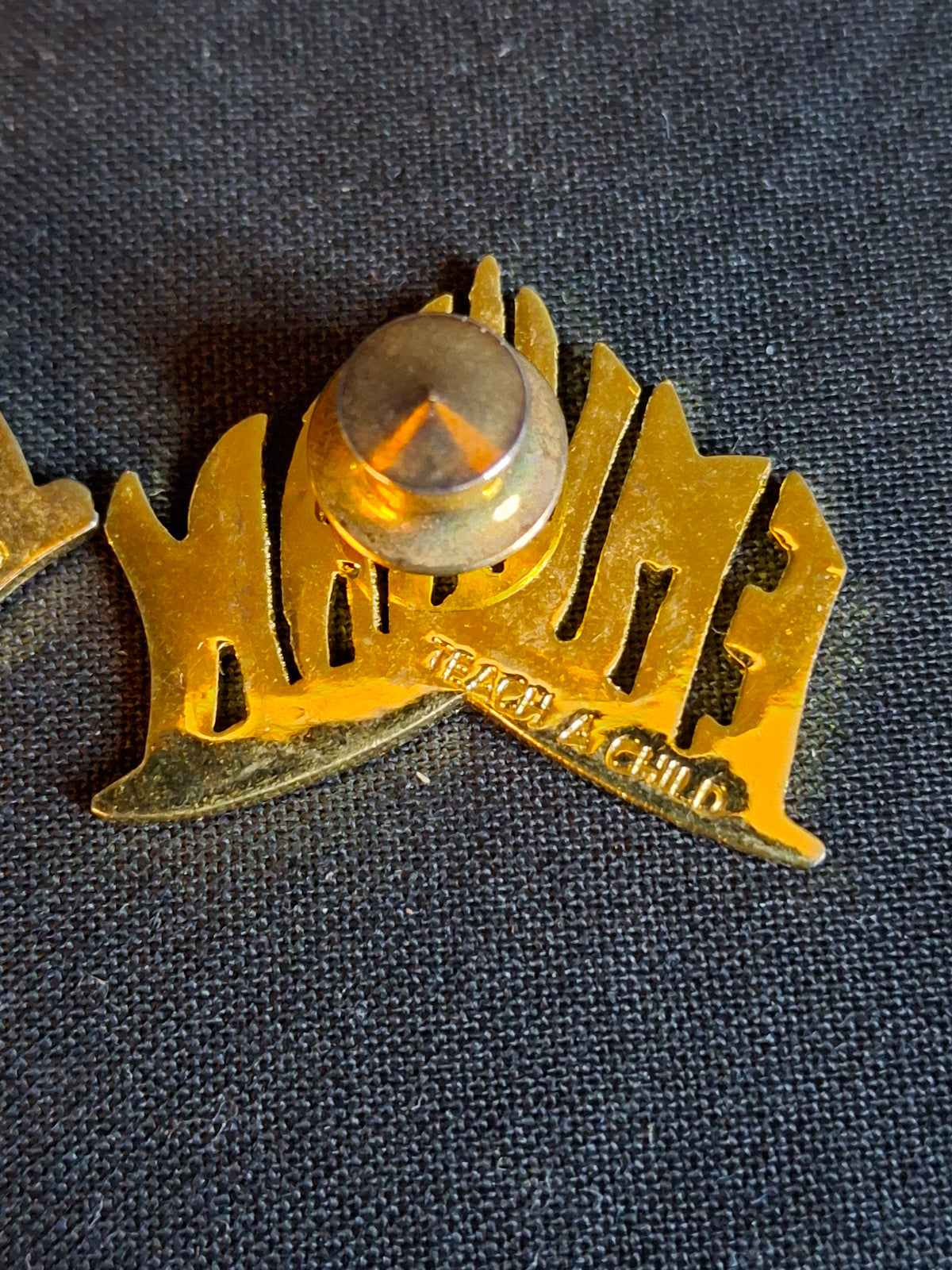 Vintage Emunah Women Lapel Pin Set Hebrew English Teach A Child Flame Pins (Pair)