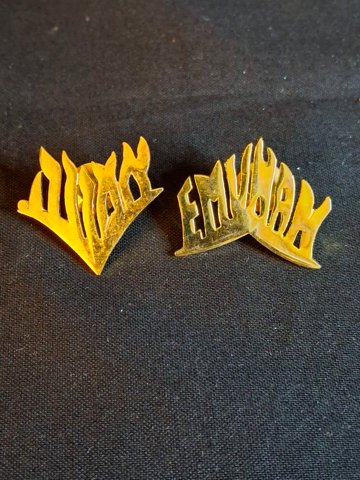 Vintage Emunah Women Lapel Pin Set Hebrew English Teach A Child Flame Pins (Pair)