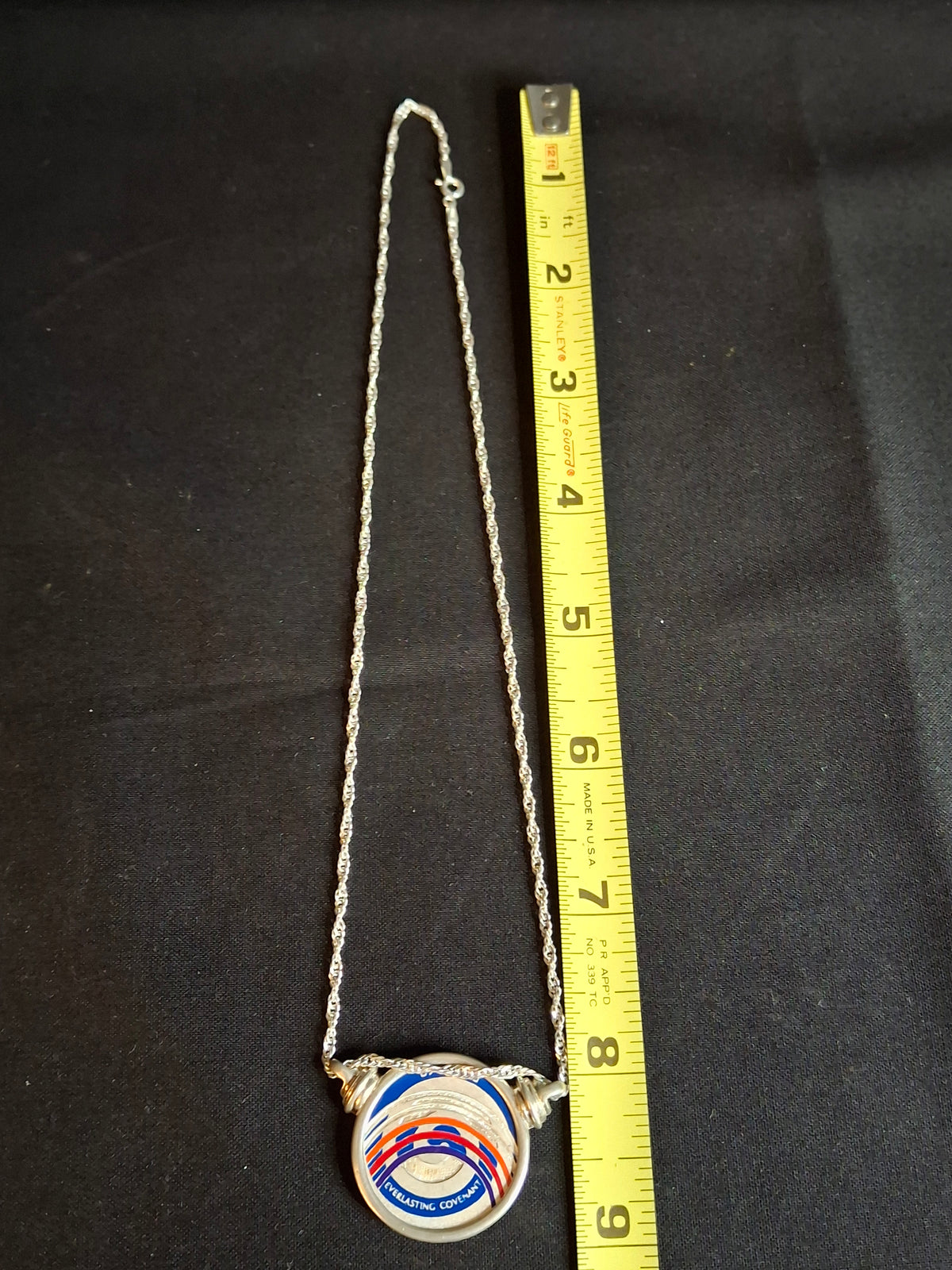 Vintage Yaacov Agam Sterling Silver Brit Olam Everlasting Covenant Pendant Necklace 18g Israel State Medal