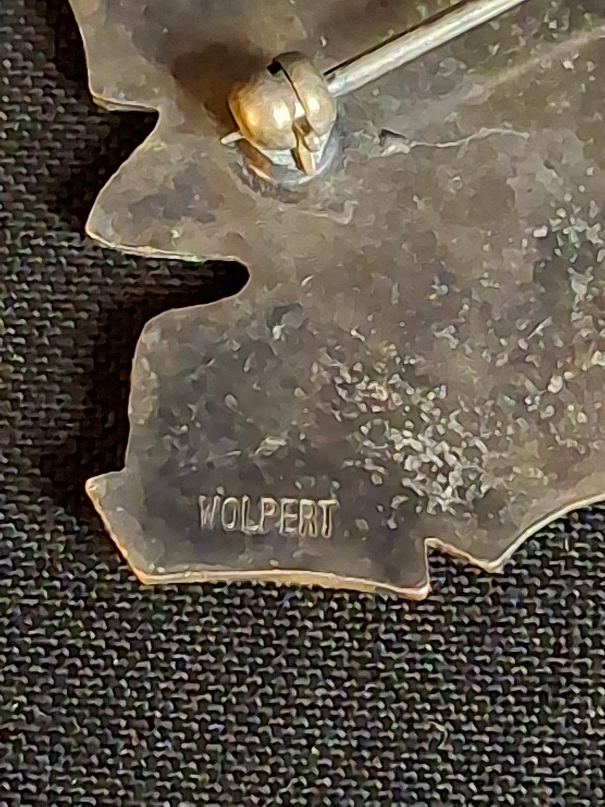 Vintage Ludwig Wolpert Mid-Century Modern Gold Plated Brass Hebrew Eye Brooch Pendant