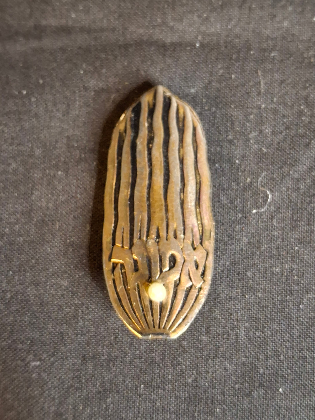 Mid Century Israeli Modernist Hebrew Emunah Faith Pin Pendant Pearl Judaica